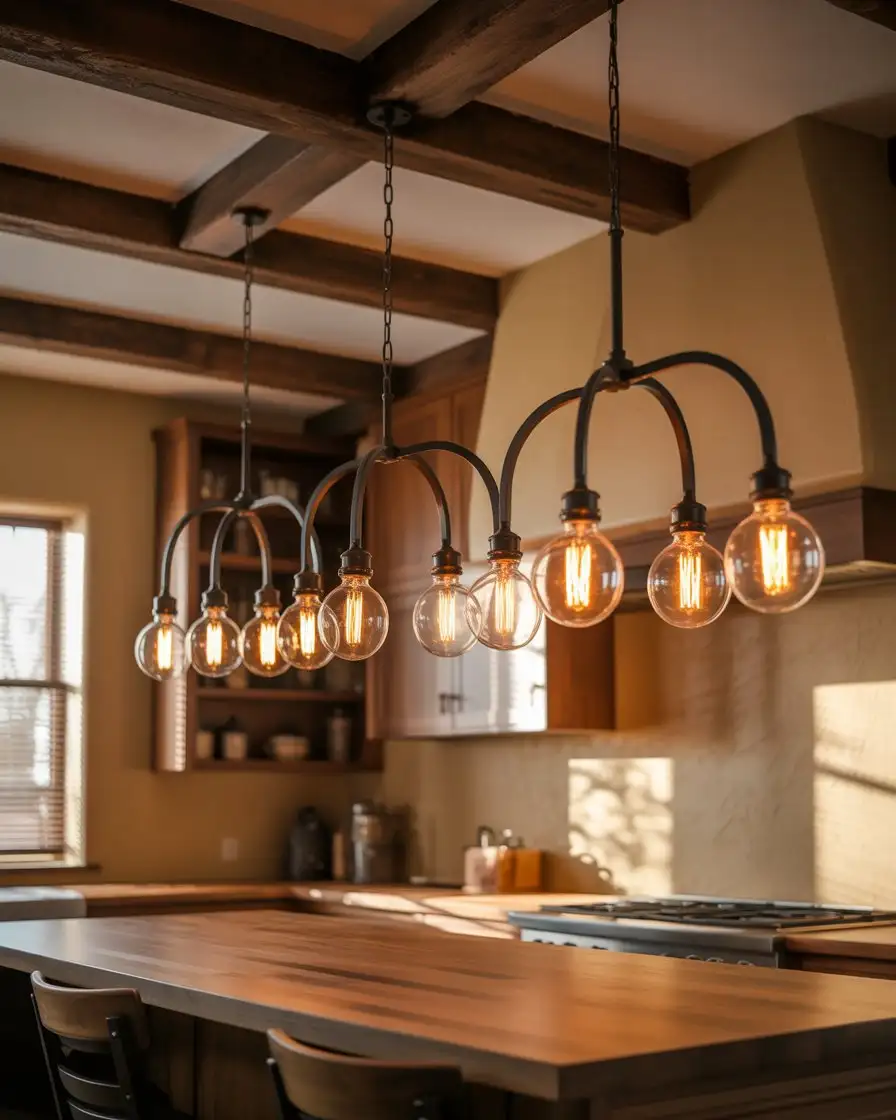 Moody Lighting with Edison Bulbs and Iron Fixtures 1