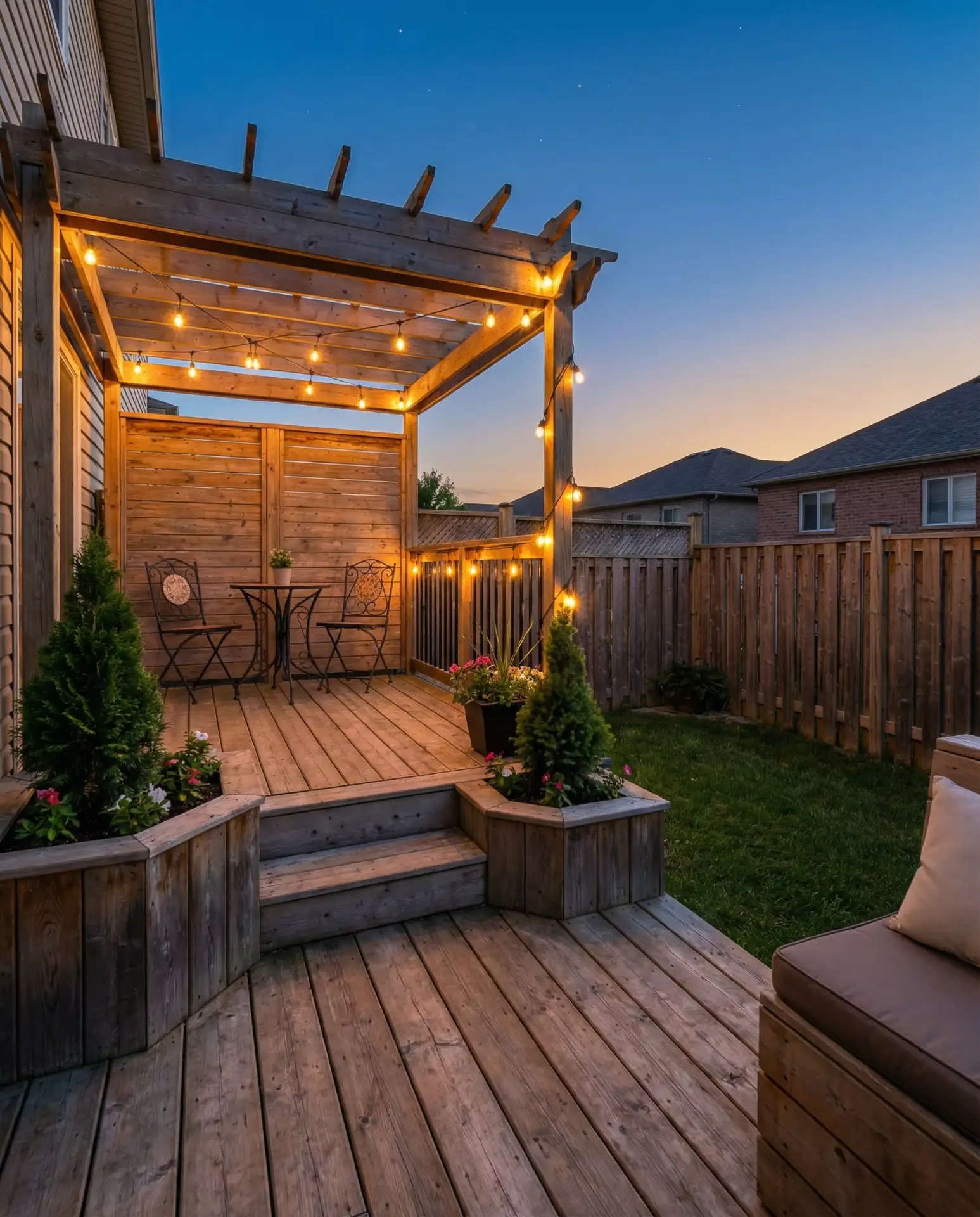 Multi-Level Deck with Built-In Planters 1