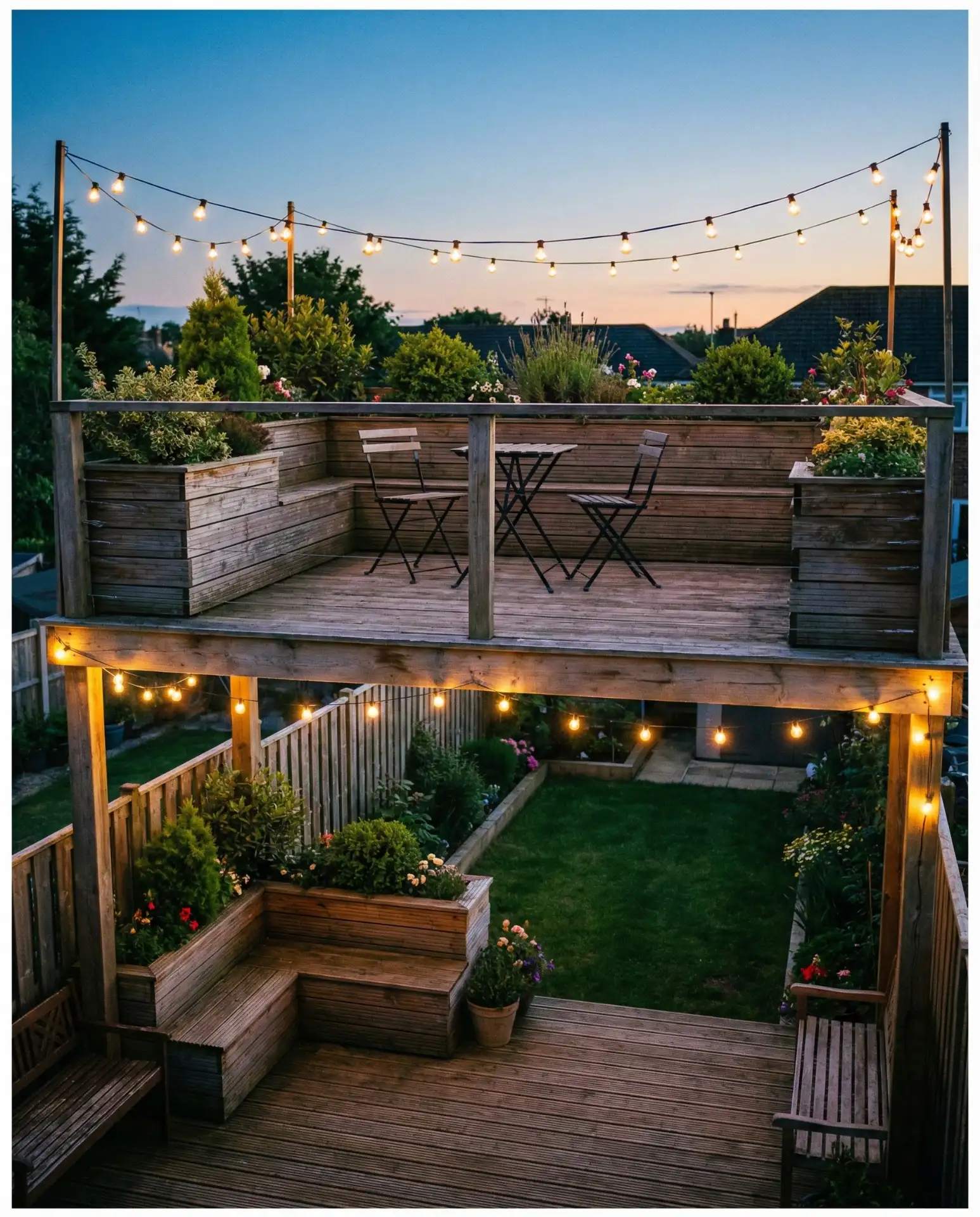 Multi-Level Deck with Built-In Planters 2