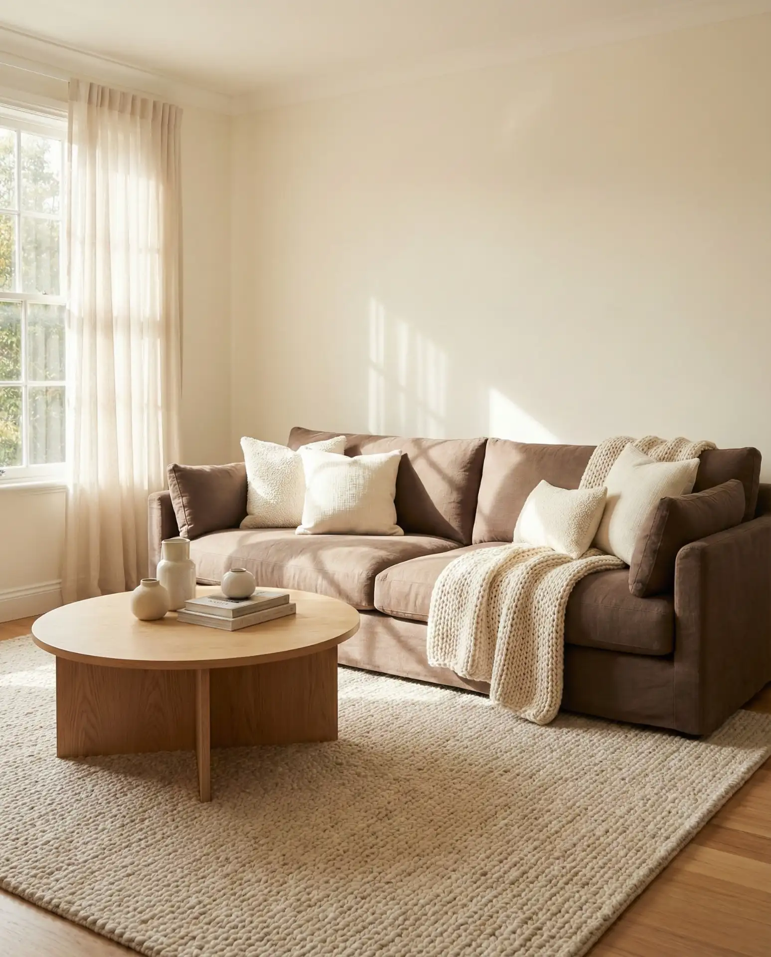 Mushroom Brown Sofa with Cream Surroundings 2