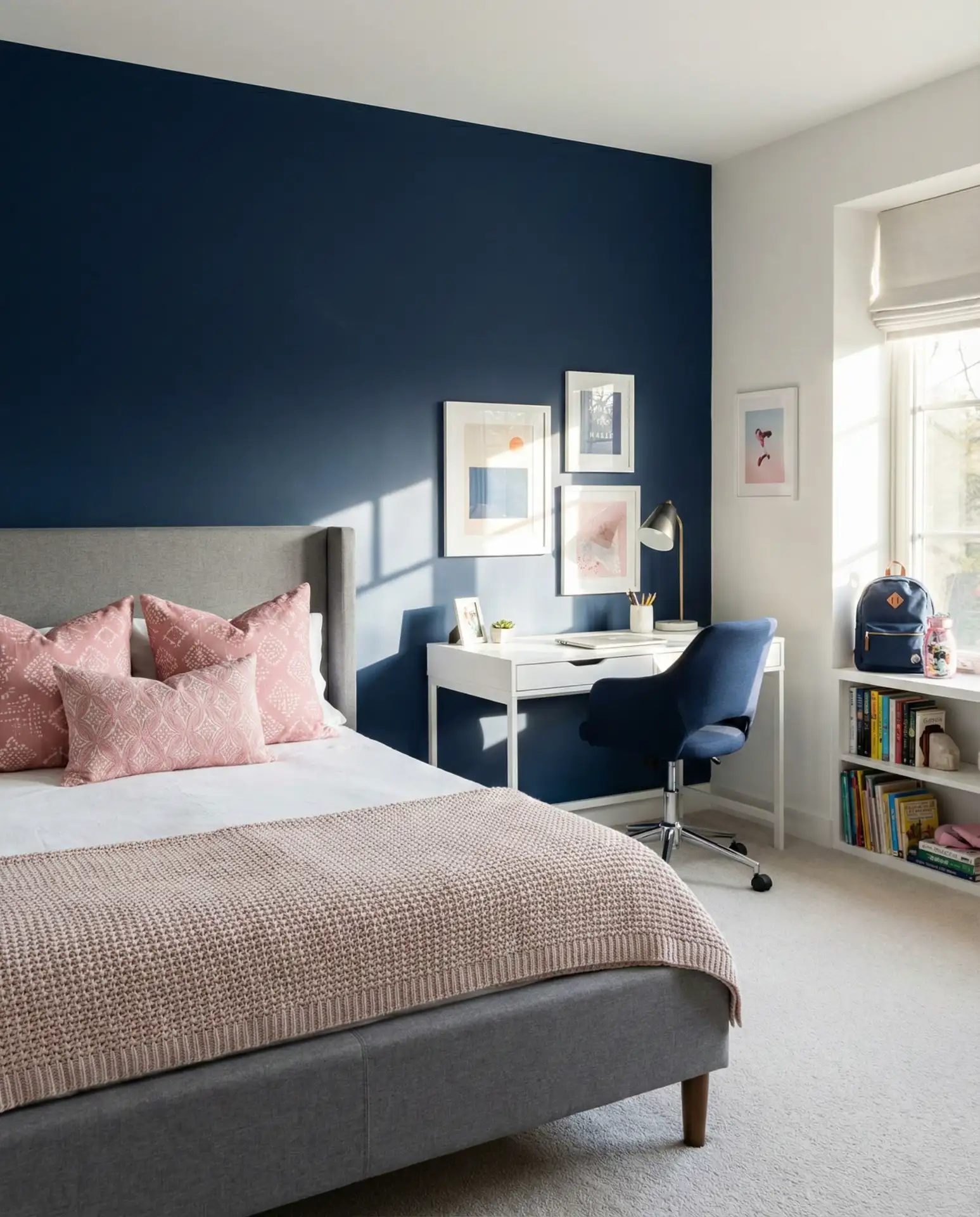 Navy and Pink Teen Bedroom 1