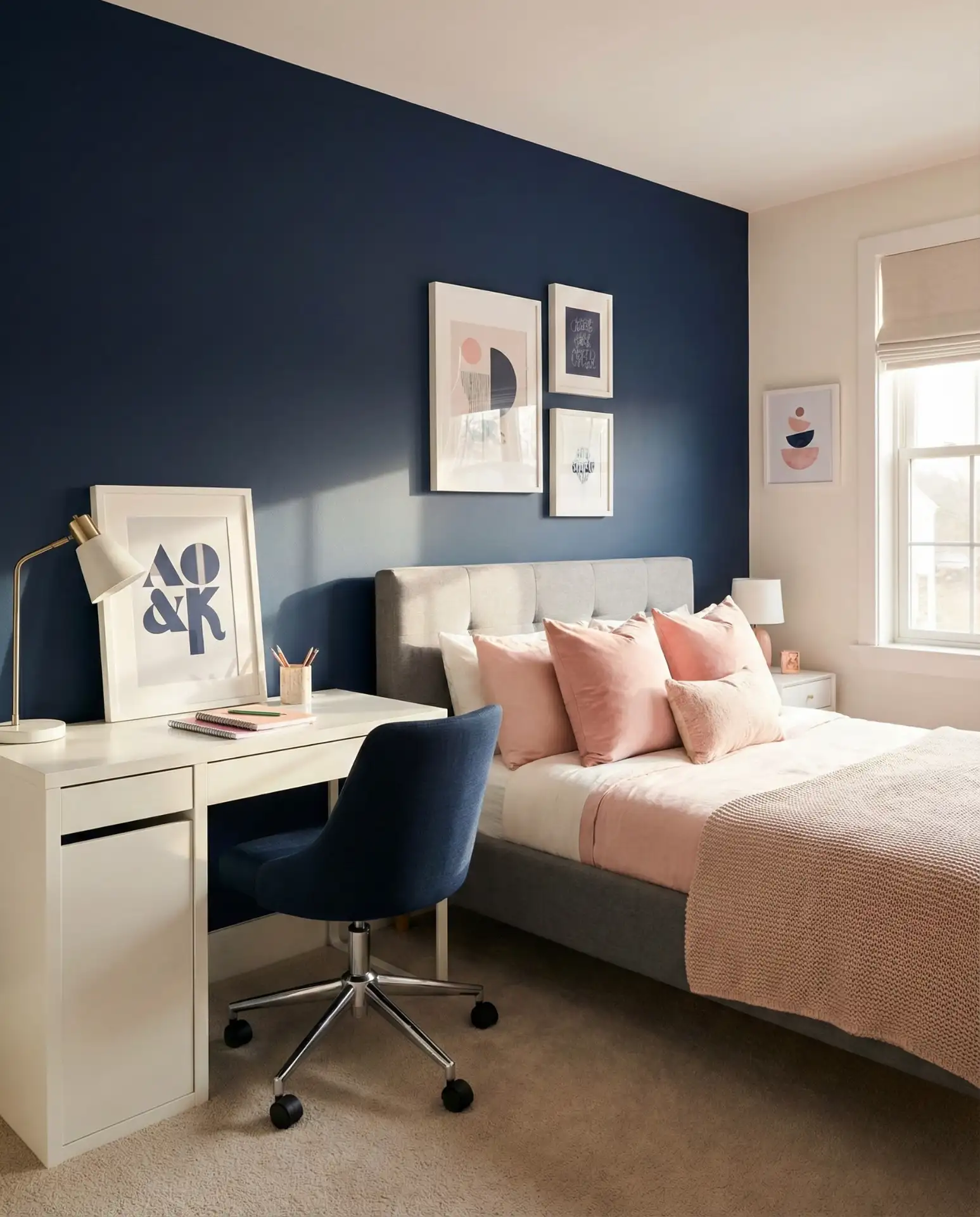 Navy and Pink Teen Bedroom 2
