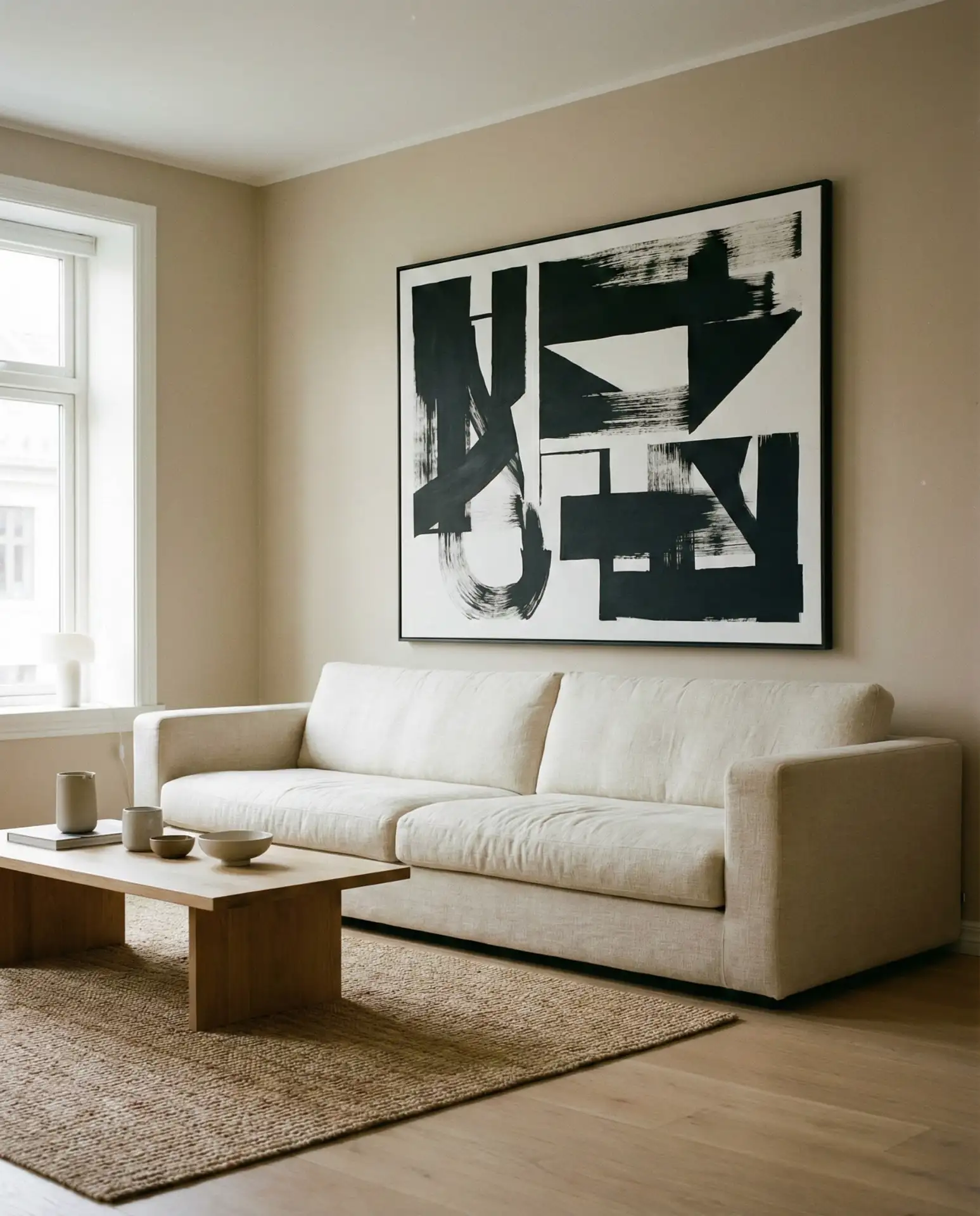 Neutral Base with Large-Scale Black and White Art 1