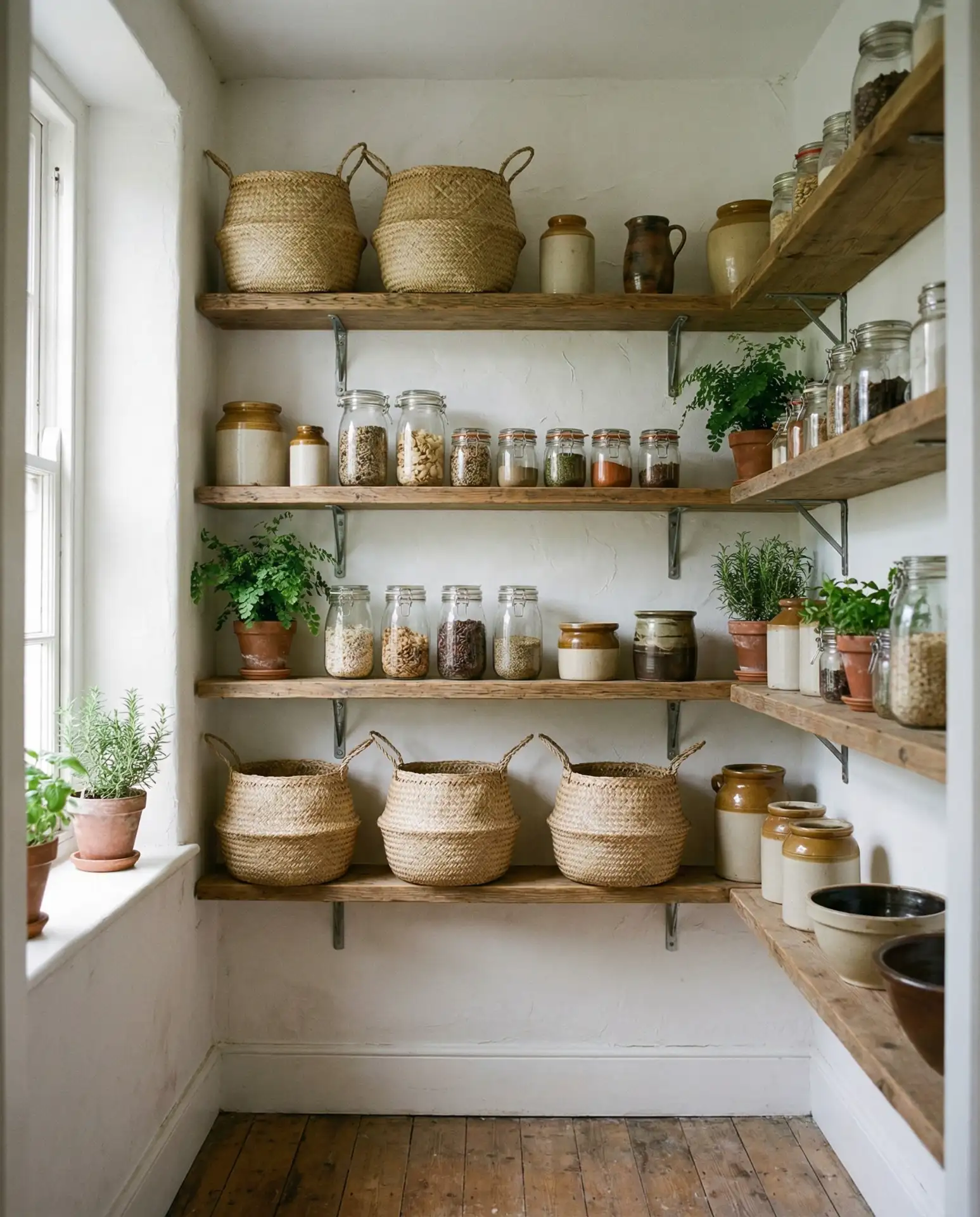 Open Shelving Pantry with Baskets 1