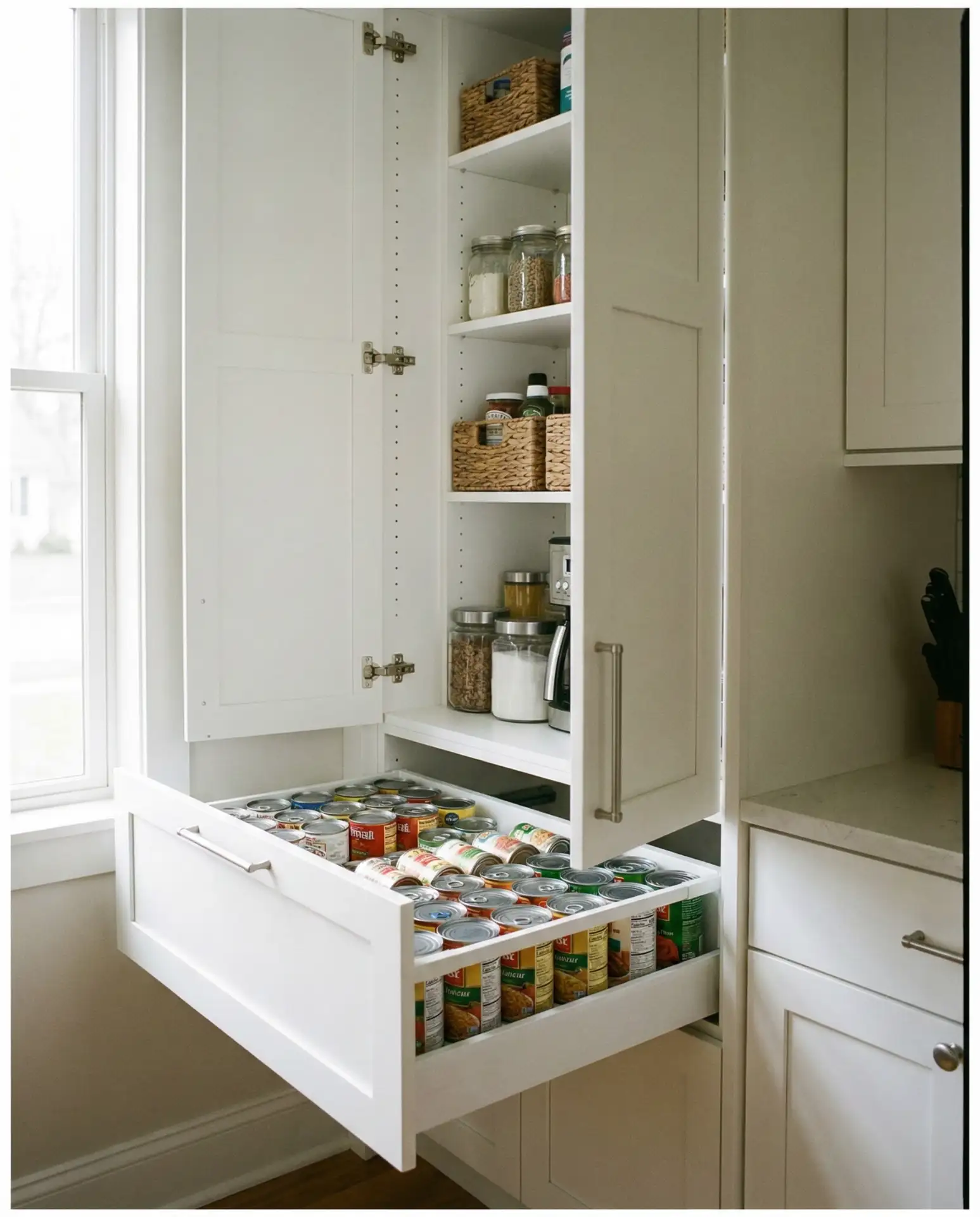 Open Shelving Pantry with Baskets 2