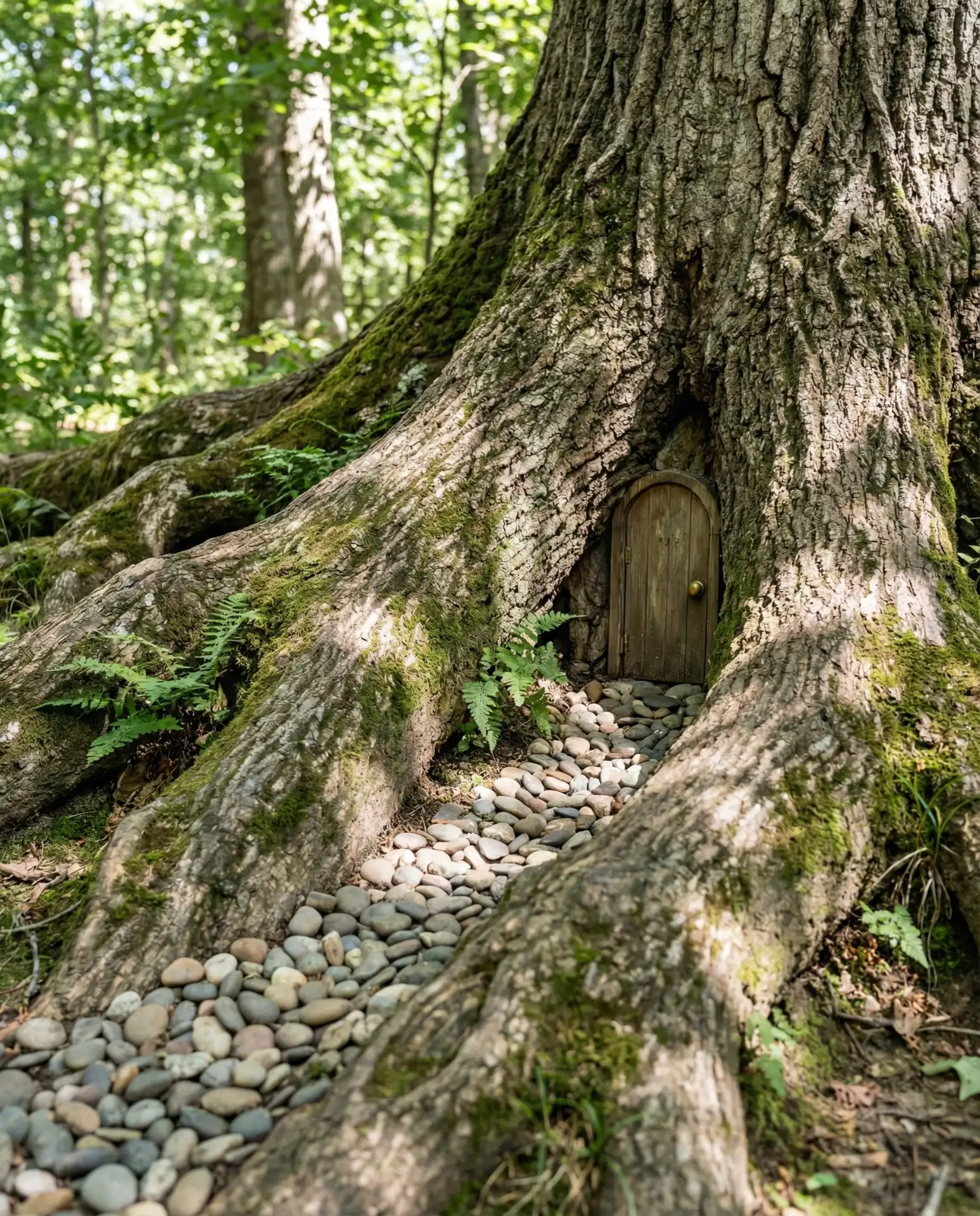 Outdoor Fairy Garden Around a Tree 1