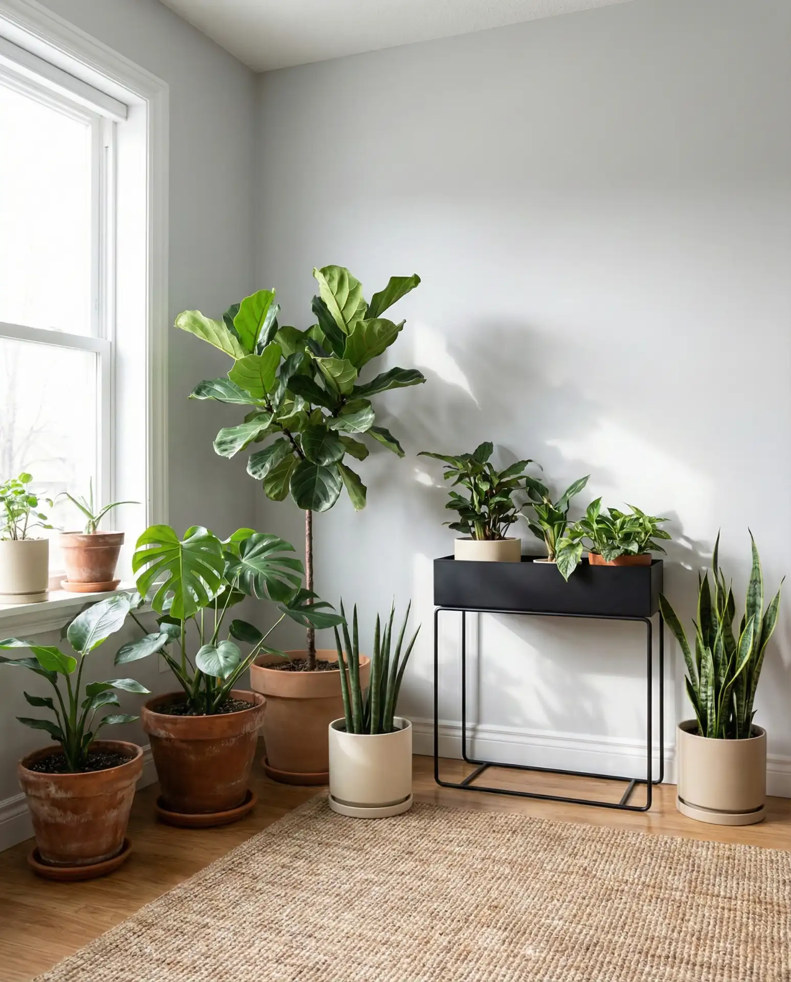 Pale Grey with Indoor Plants and Natural Pots 1
