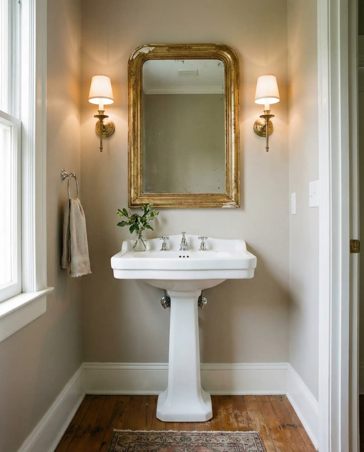 Pedestal Sink with Vintage Mirror 2