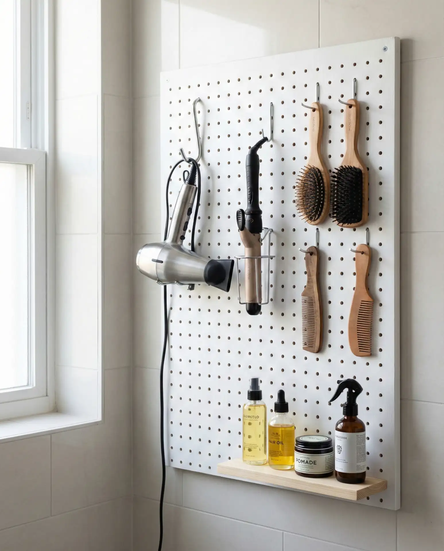 Pegboard Wall for Styling Tools 2