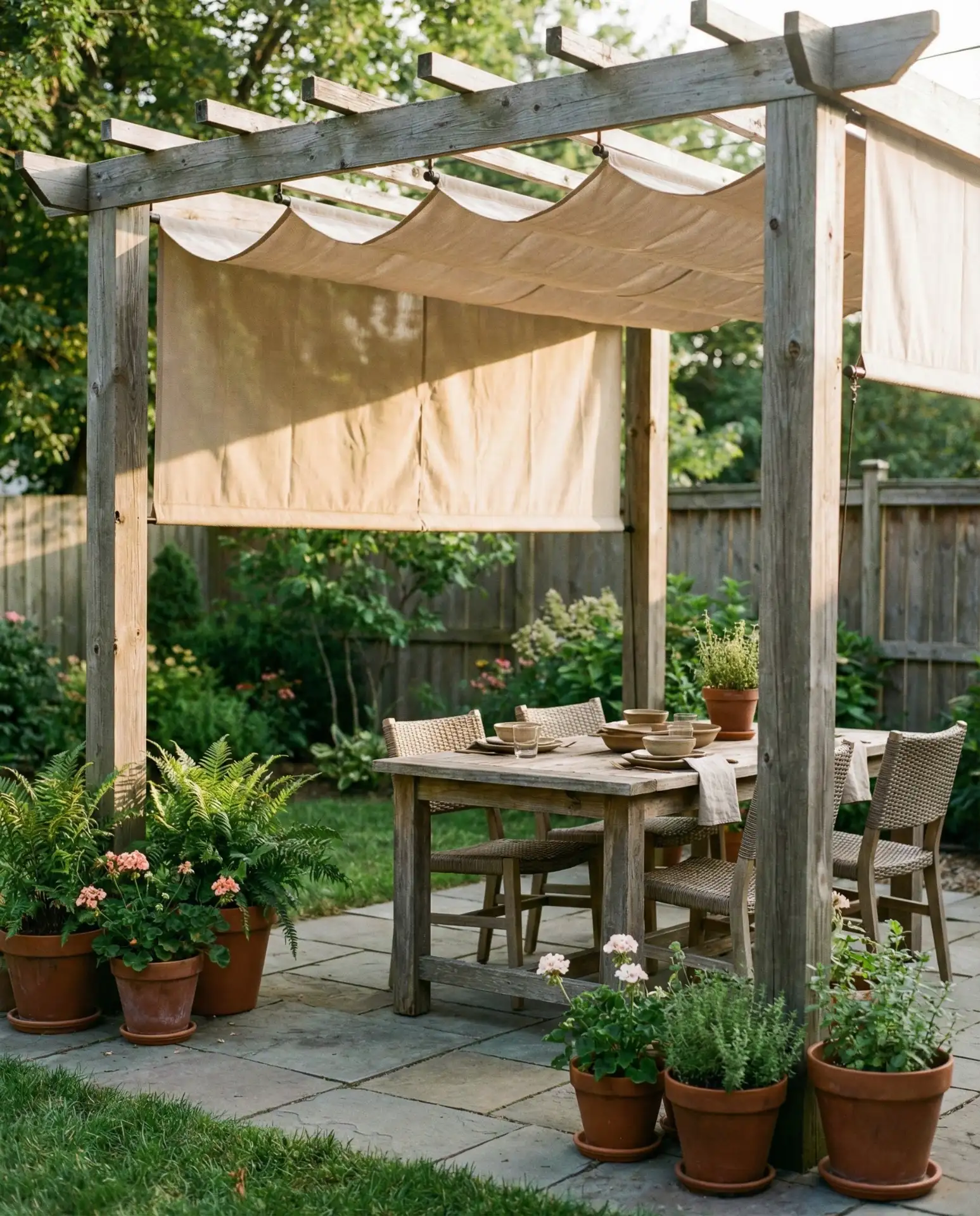 Pergola with Retractable Shade Canopy 1