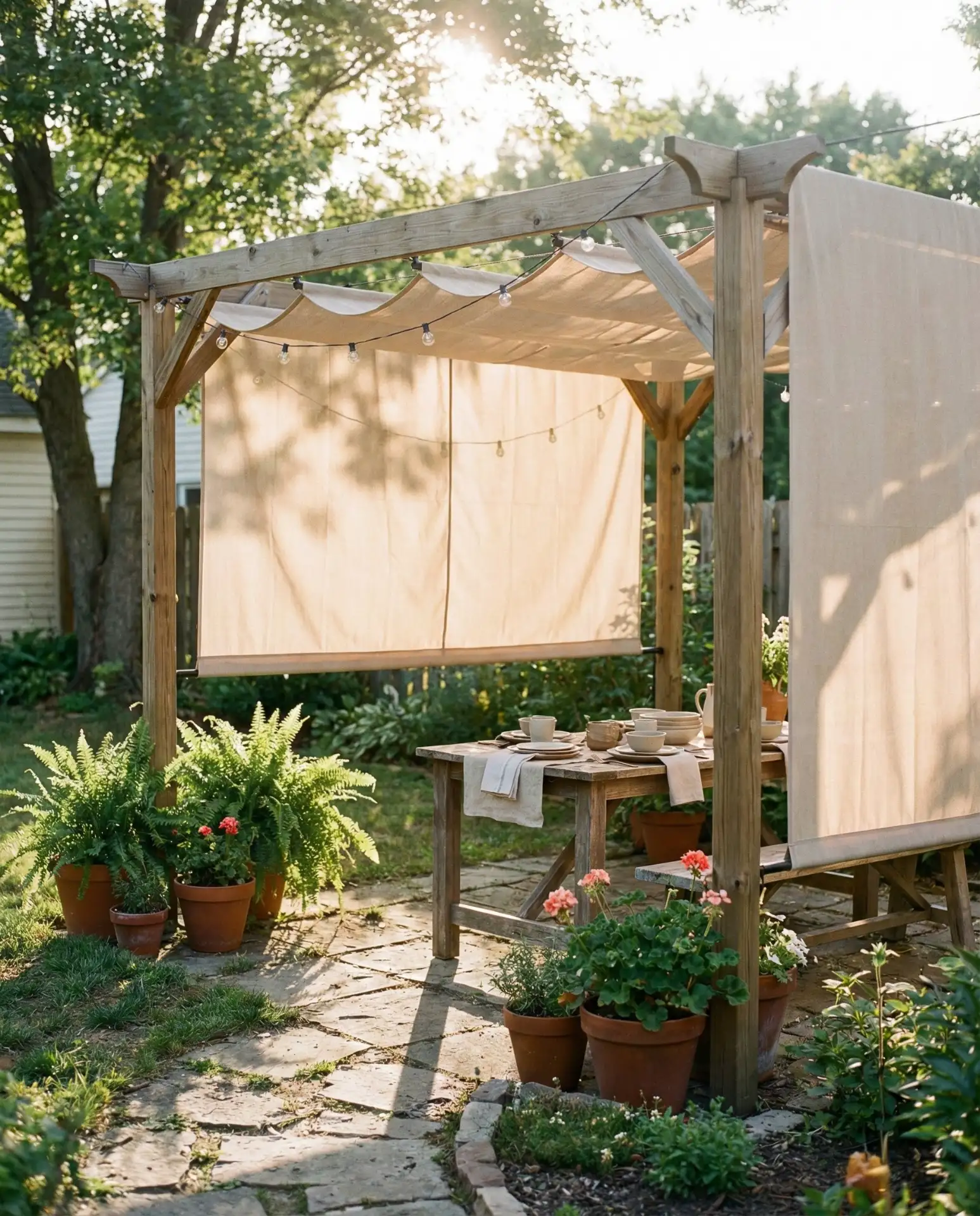Pergola with Retractable Shade Canopy 2