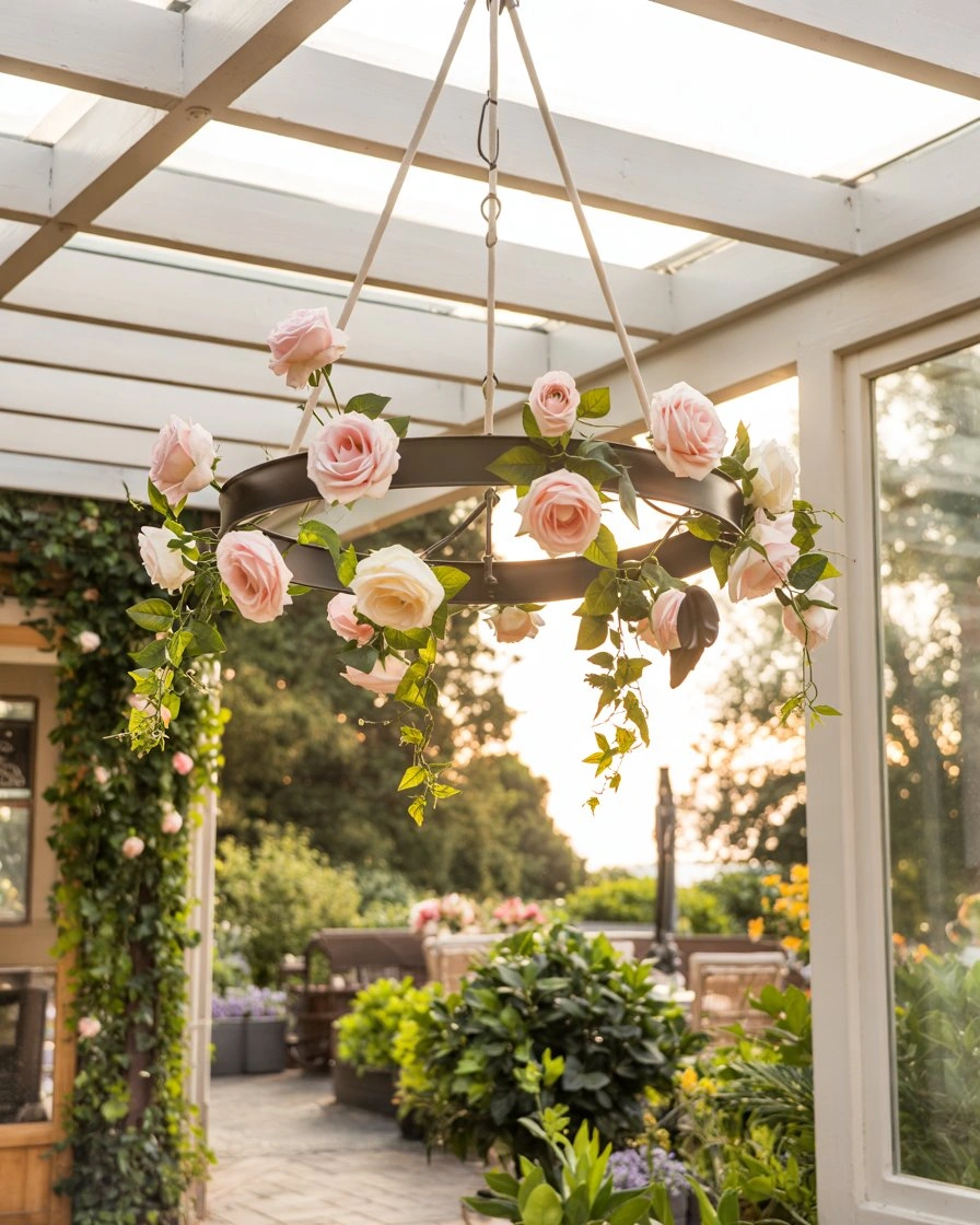 Pink Floral Chandelier Statement 1