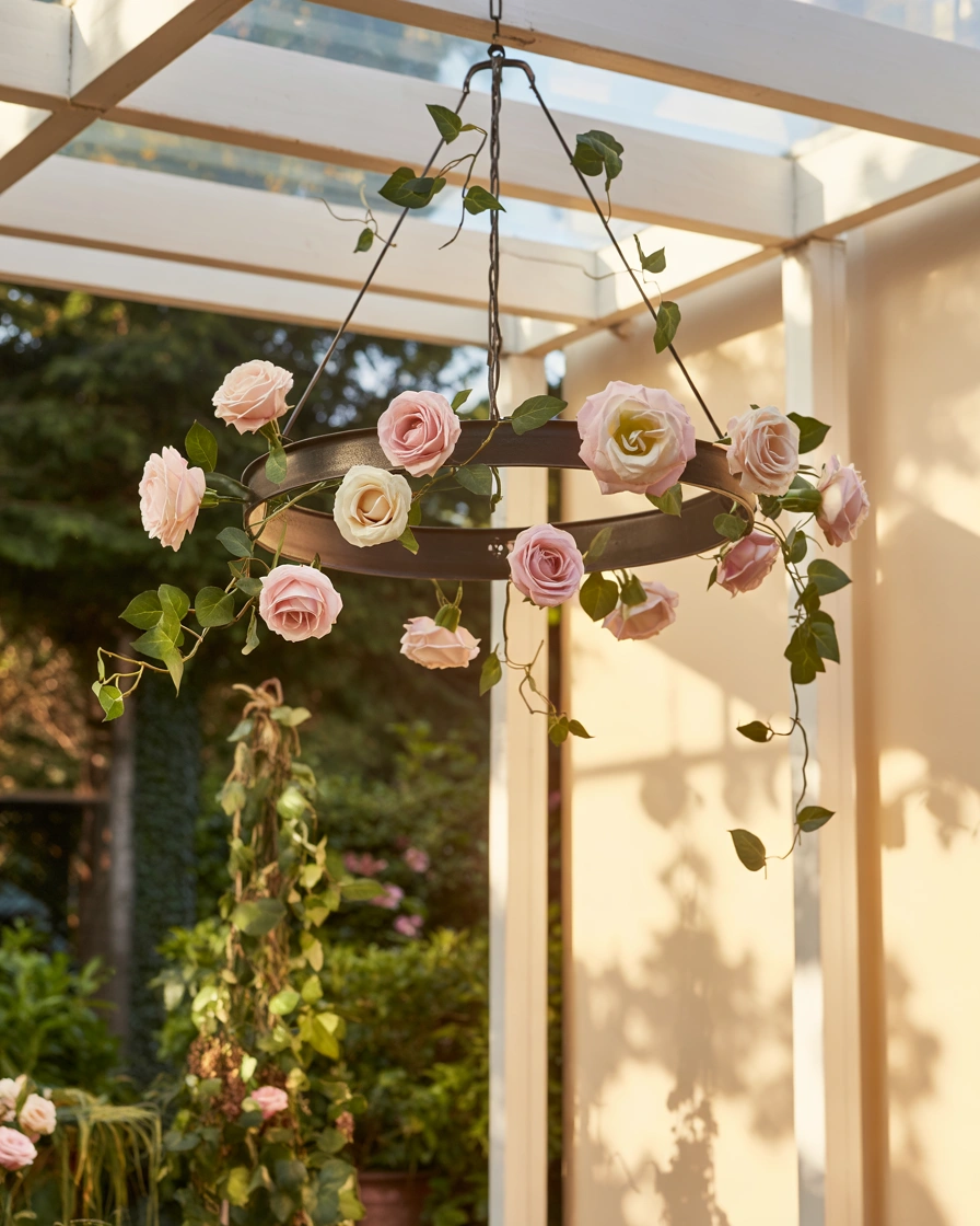 Pink Floral Chandelier Statement 2