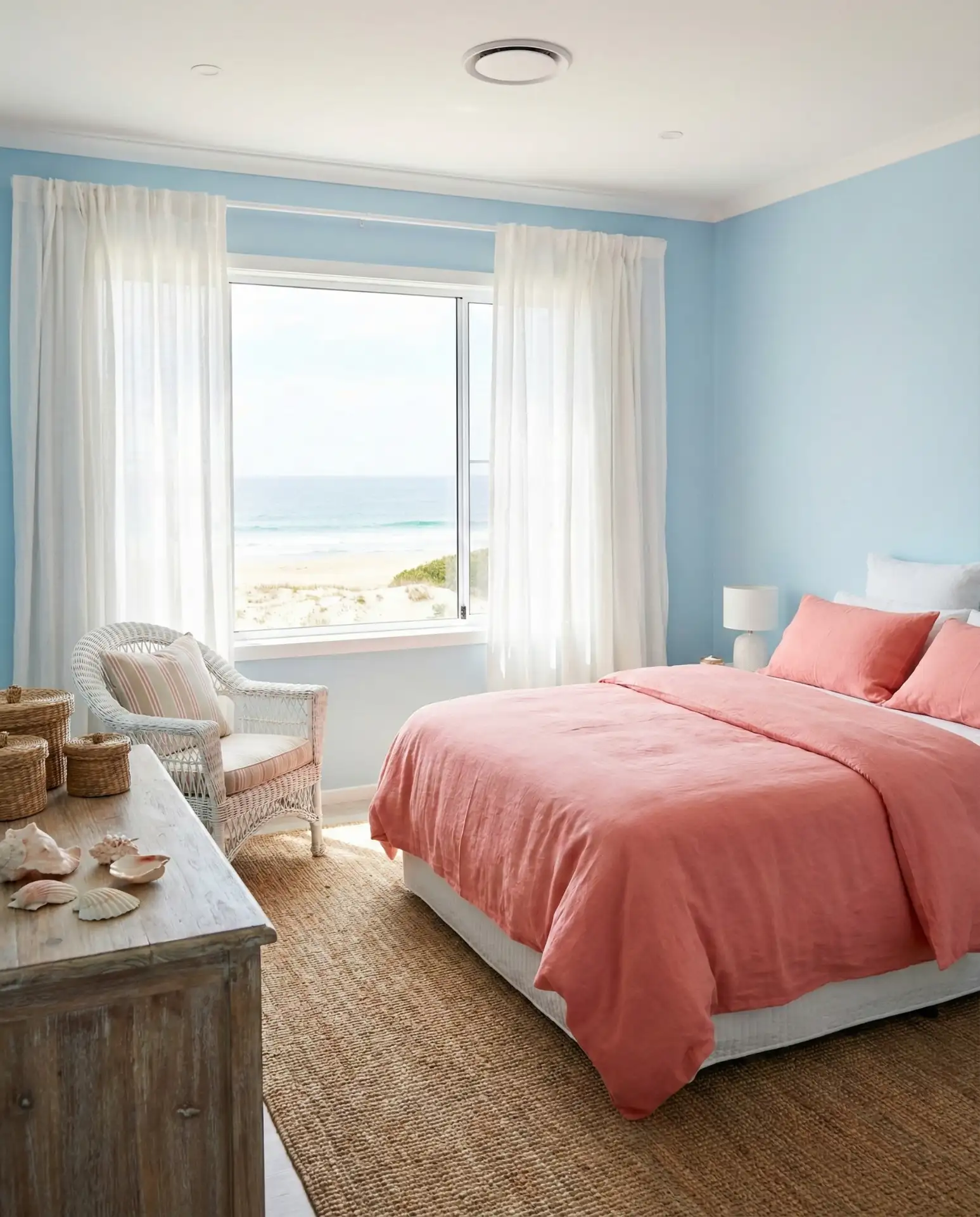 Pink and Blue Coastal Bedroom 1