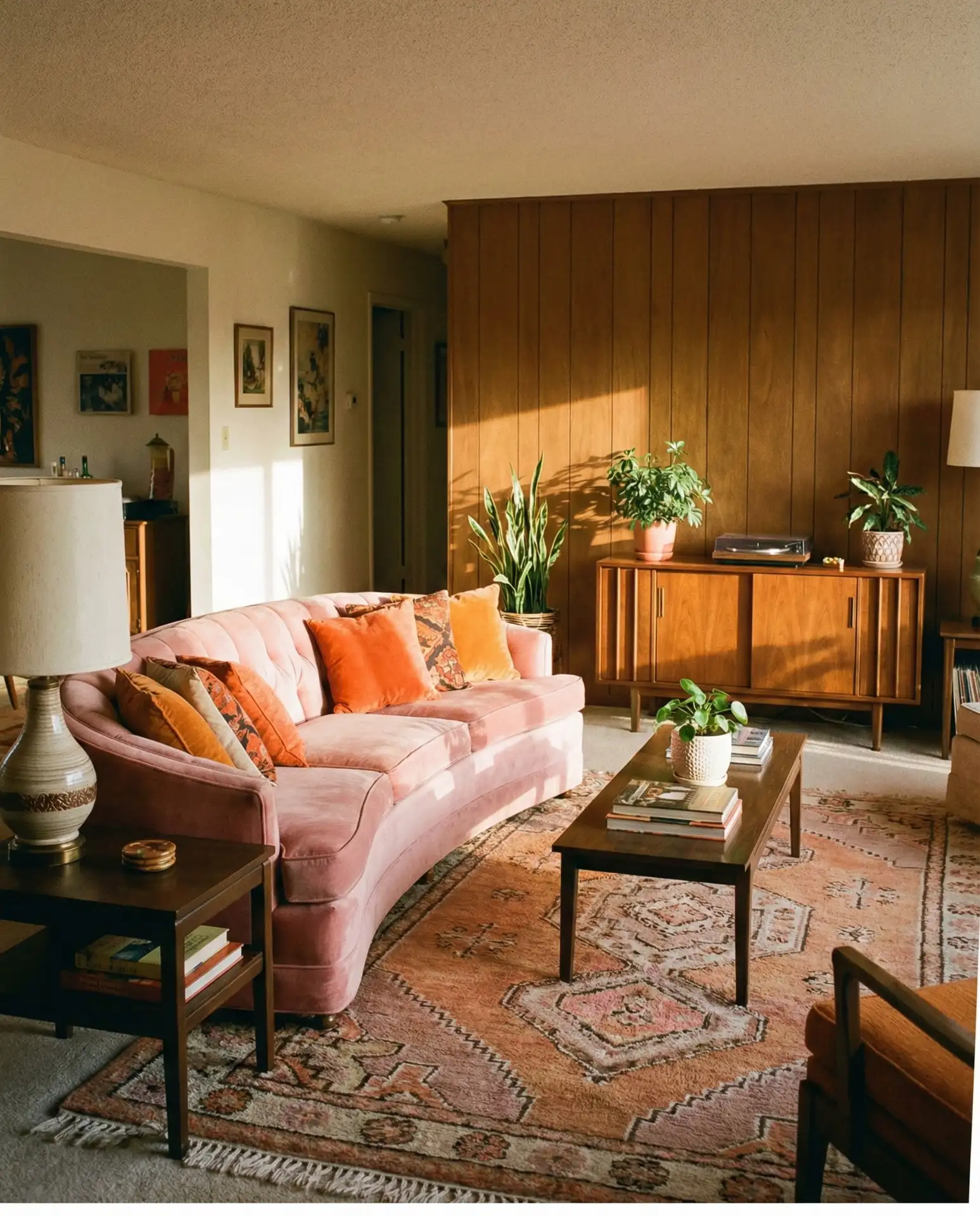 Pink and Orange Retro Living Room 2