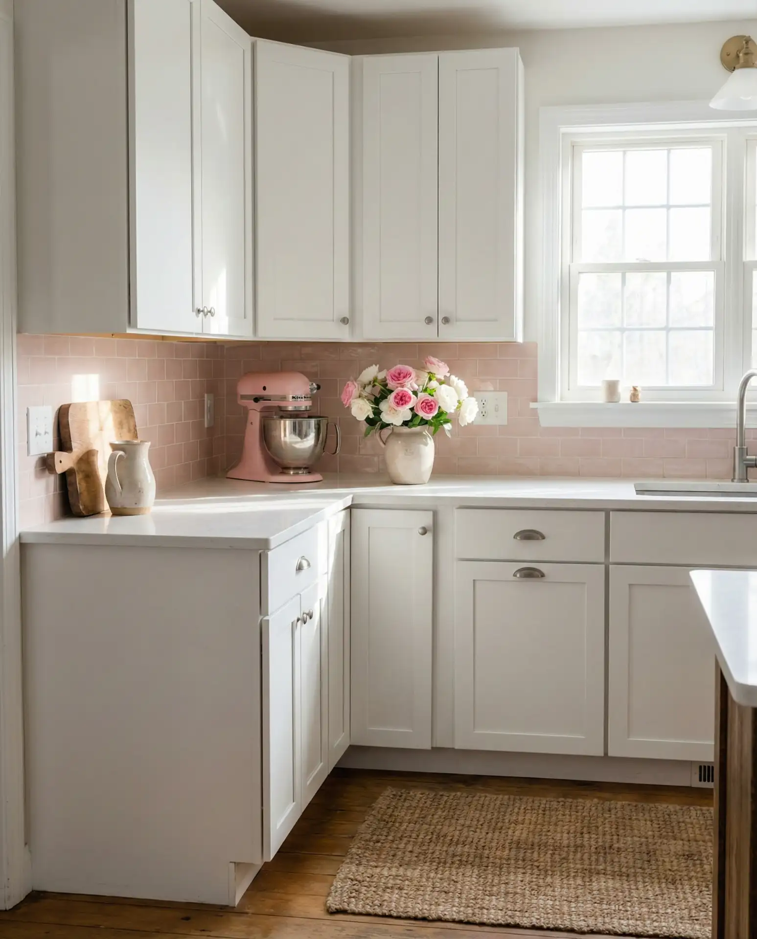 Pink and White Farmhouse Kitchen Accents 2