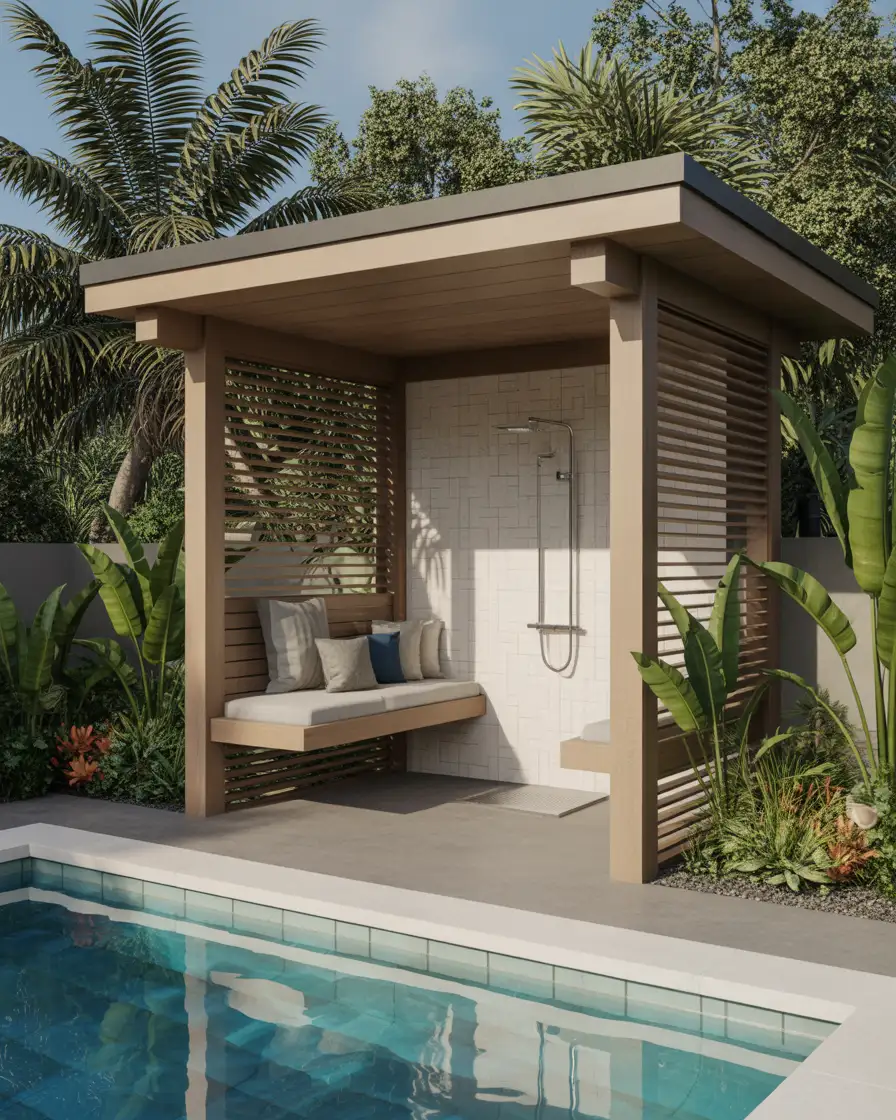 Pool Cabana with Outdoor Shower 2