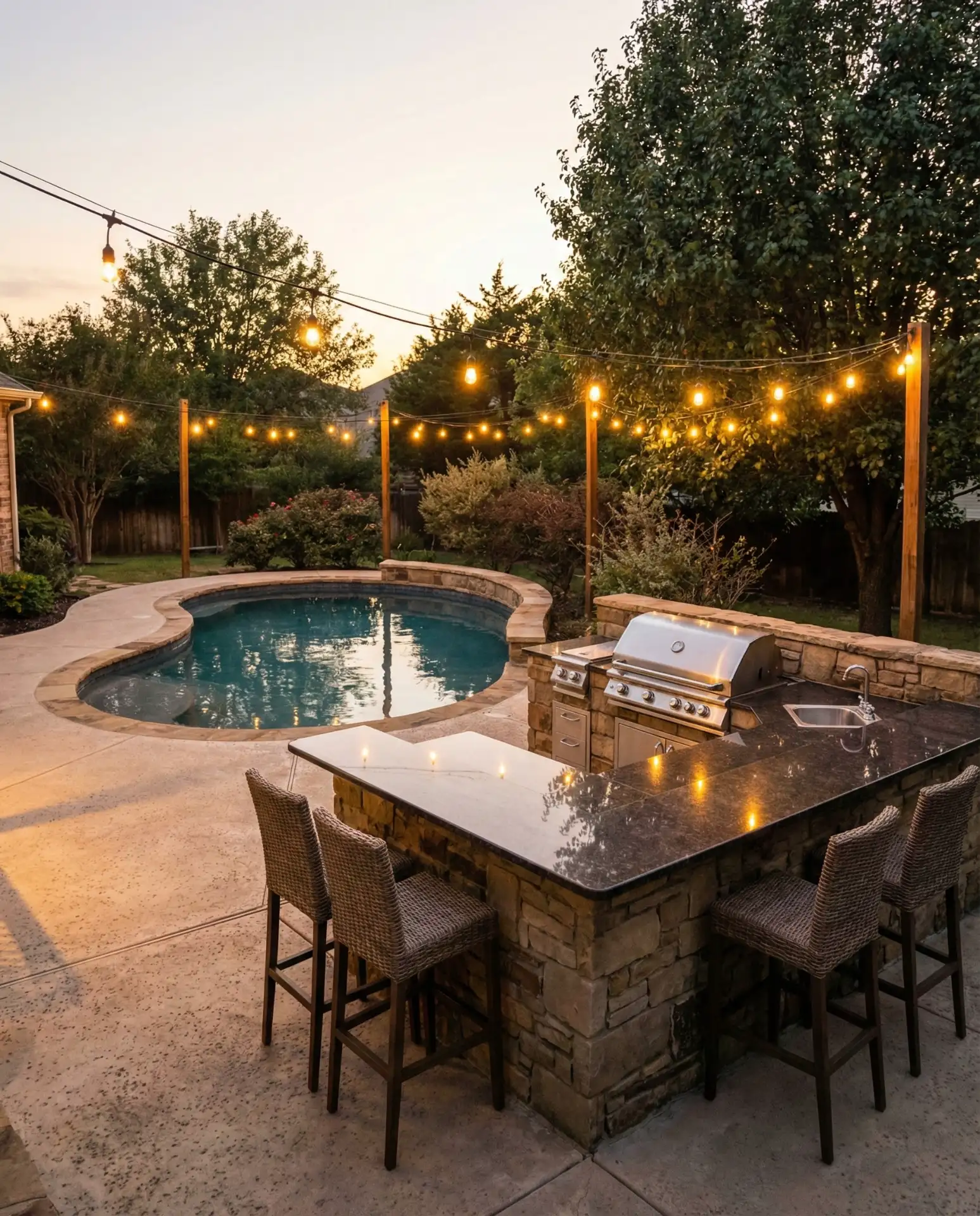 Pool with Adjacent BBQ and Outdoor Kitchen 2