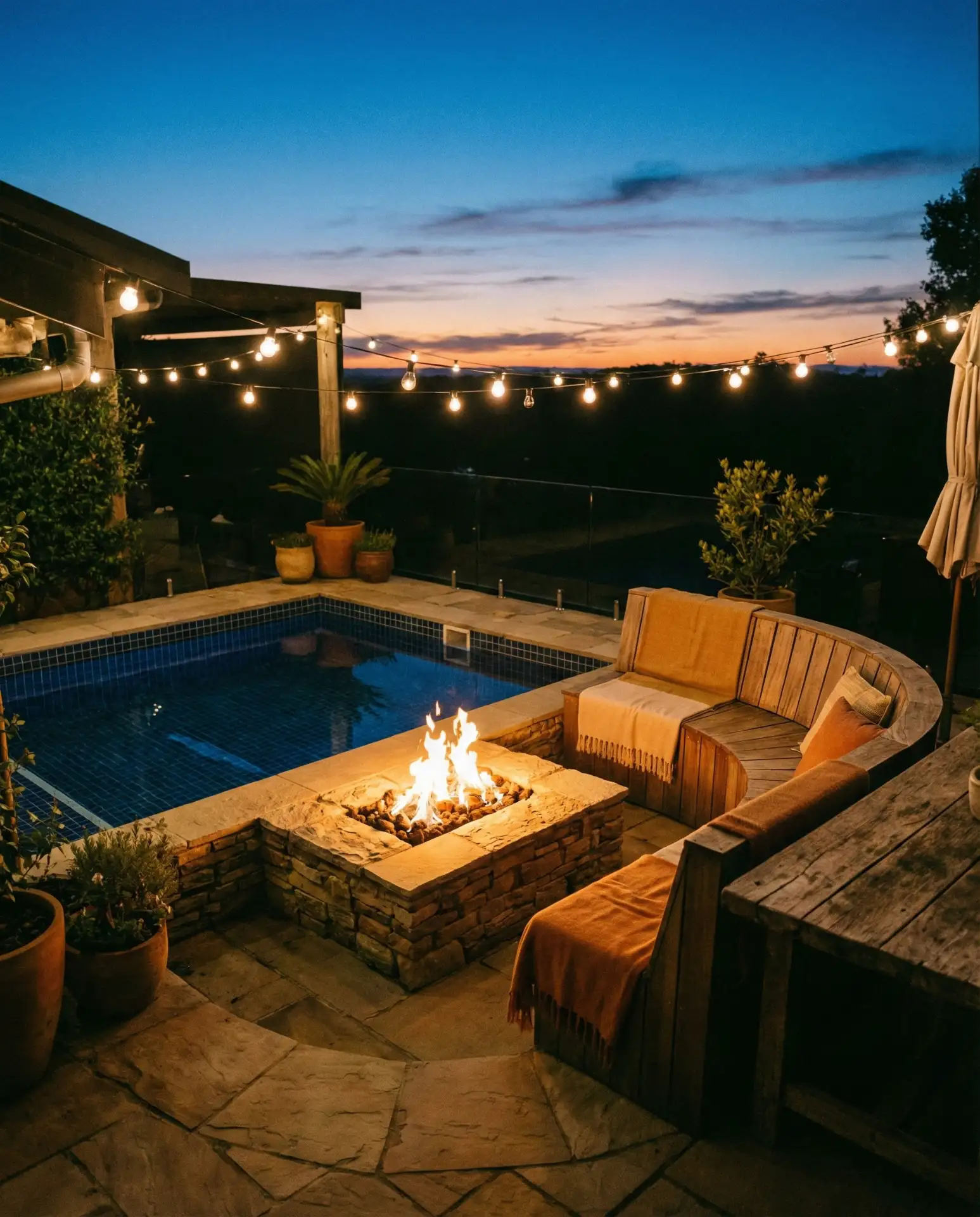 Pool with Fire Pit Lounge Area 2