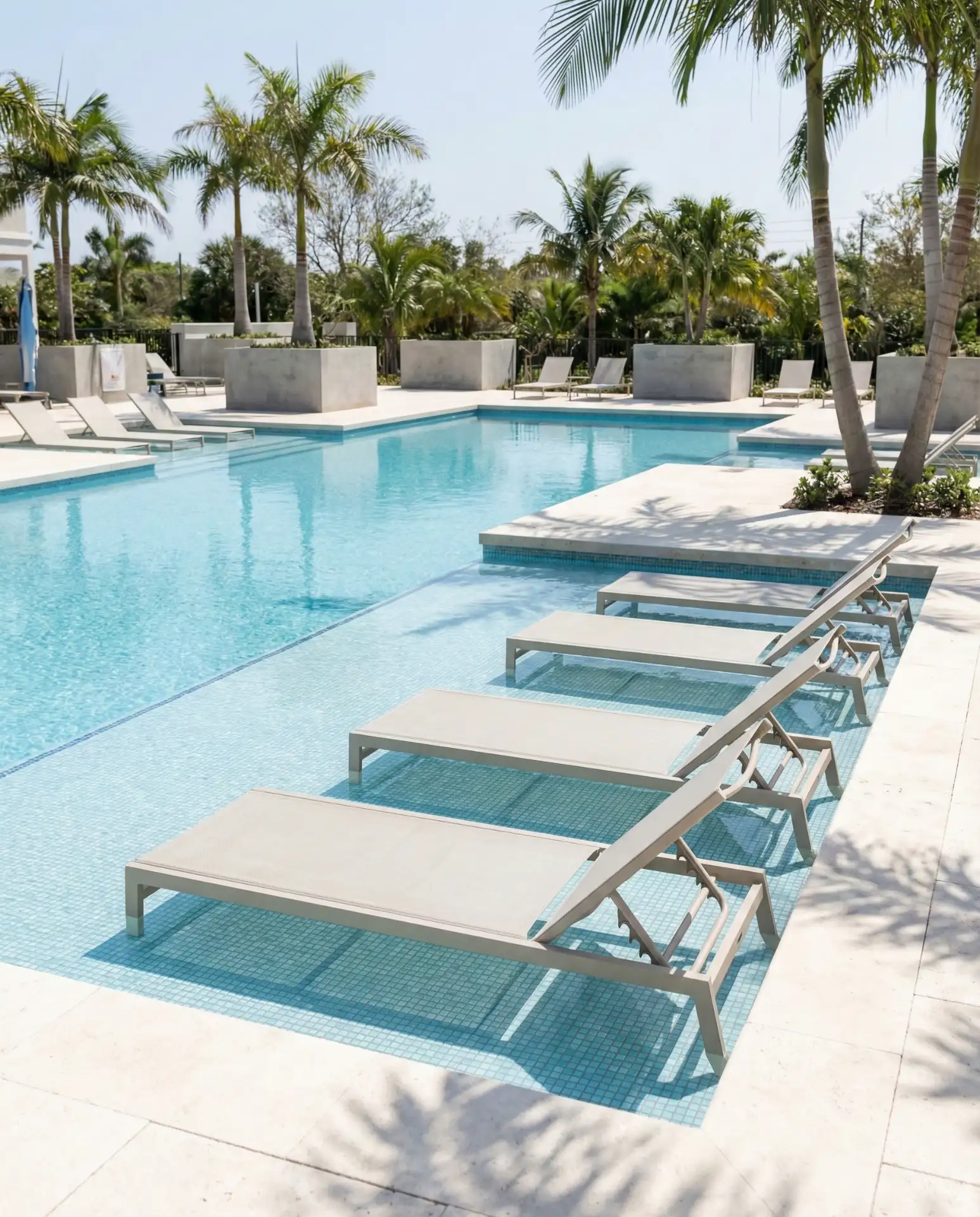 Pool with Submerged Sun Shelf and Loungers 1
