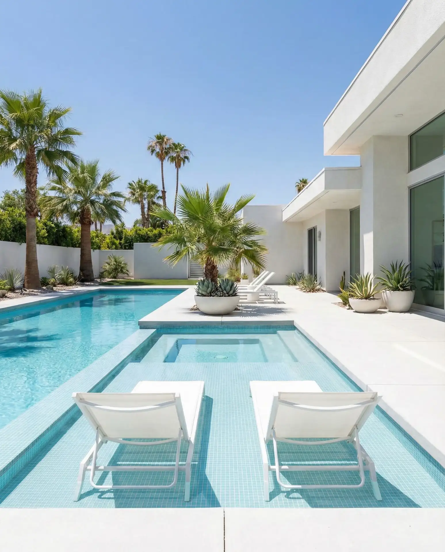 Pool with Submerged Sun Shelf and Loungers 2