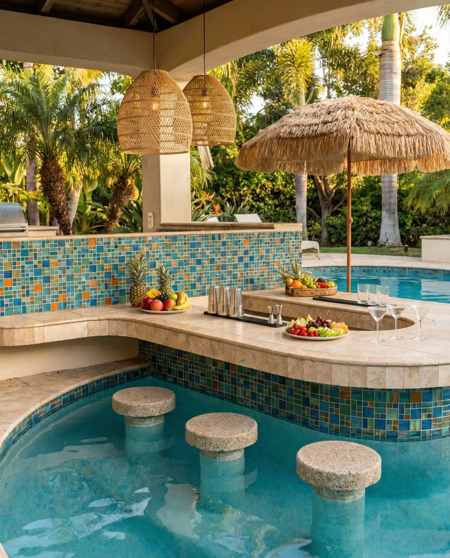 Pool with Swim-Up Bar and Barstool Ledge 1