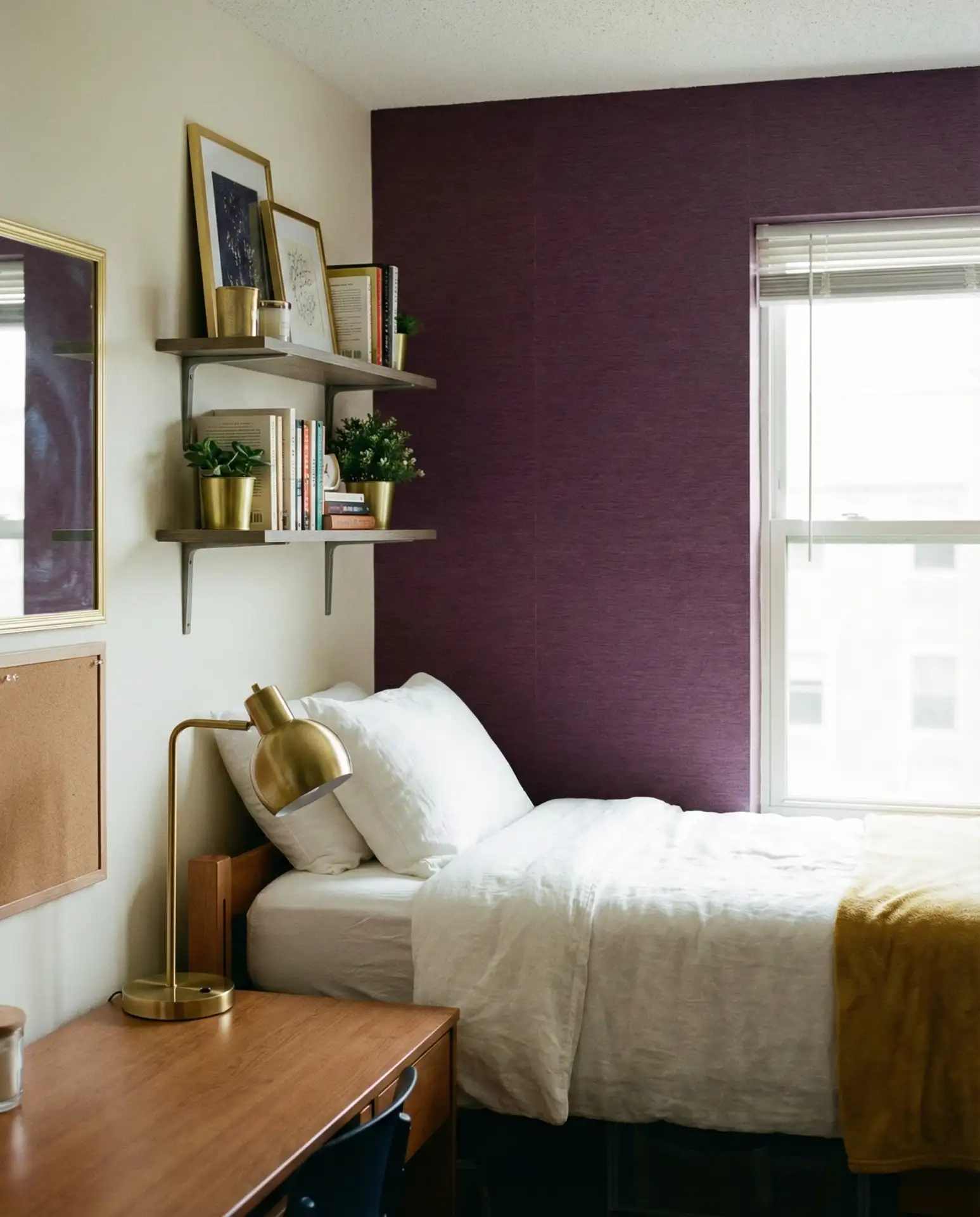 Purple Accent Wall With Removable Wallpaper 1