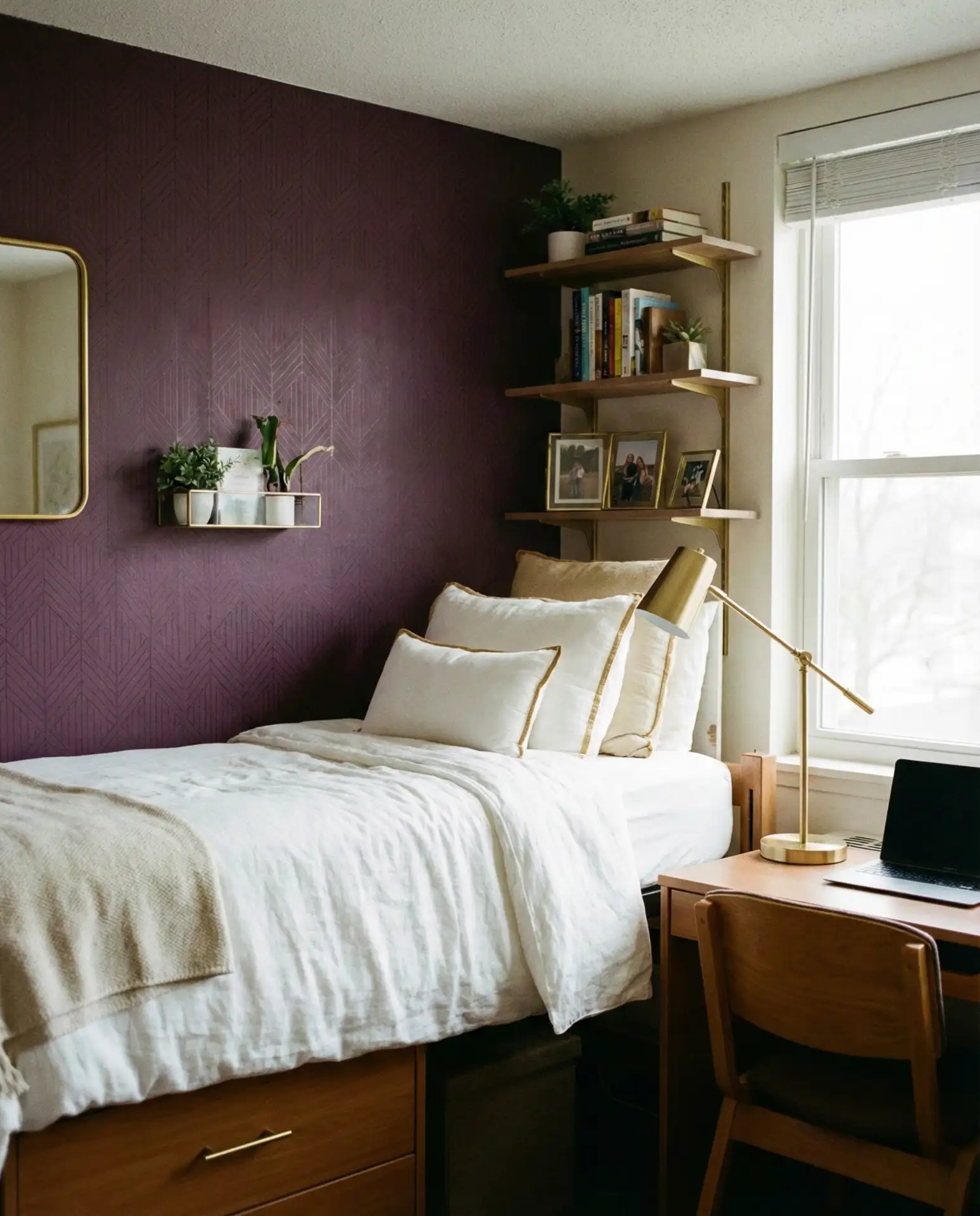 Purple Accent Wall With Removable Wallpaper 2