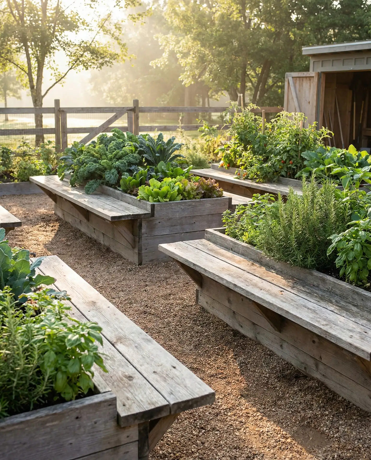 Raised Garden Beds with Bench Seating 1