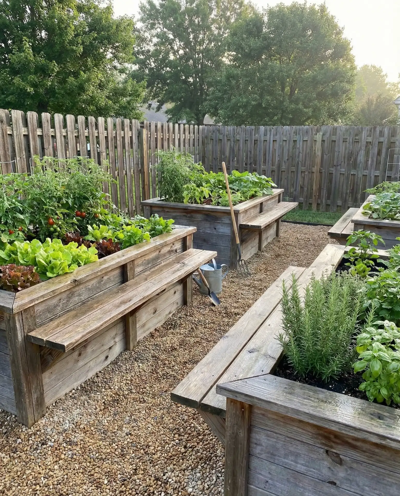 Raised Garden Beds with Bench Seating 2
