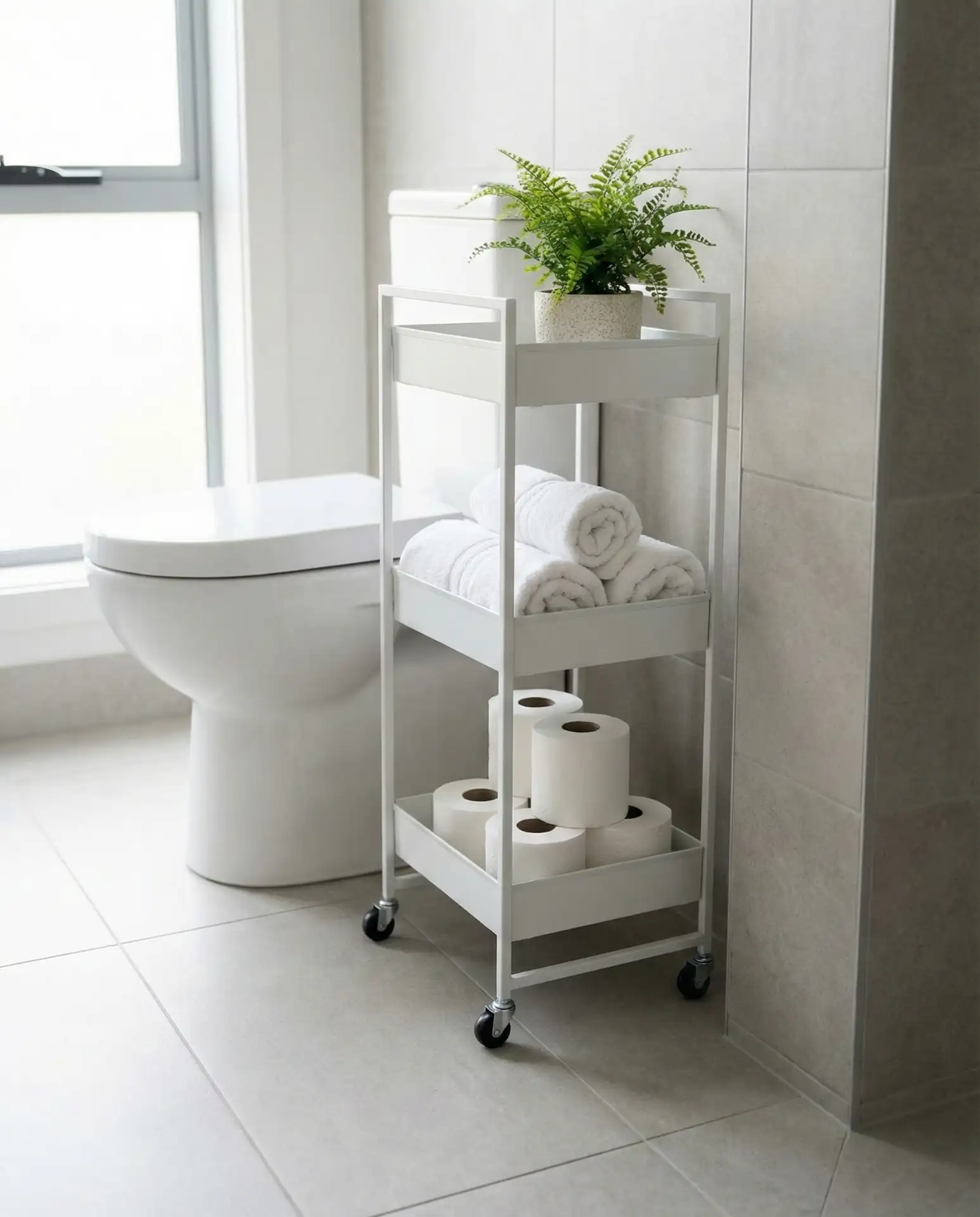 Rolling Cart Between Vanity and Toilet 1