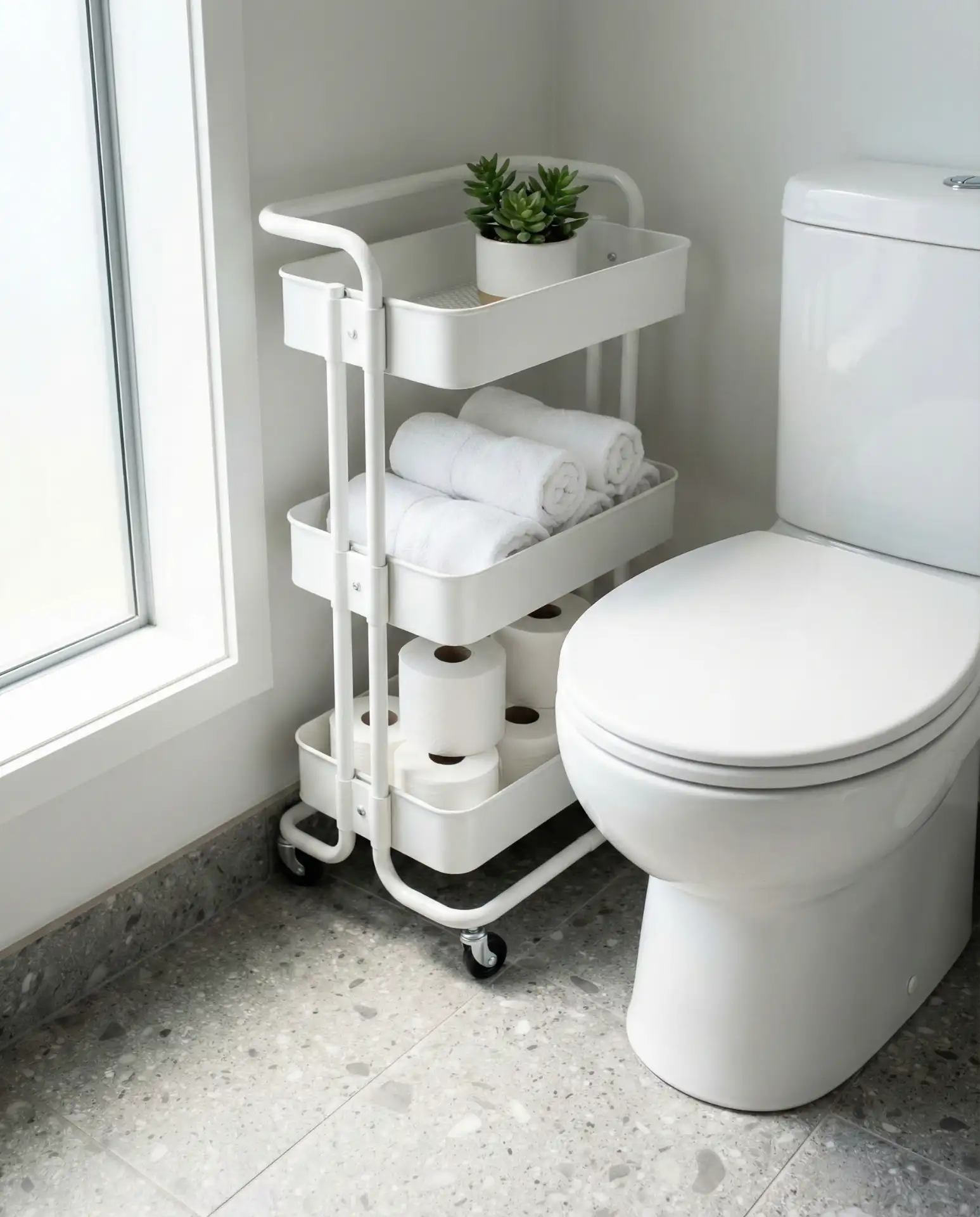 Rolling Cart Between Vanity and Toilet 2