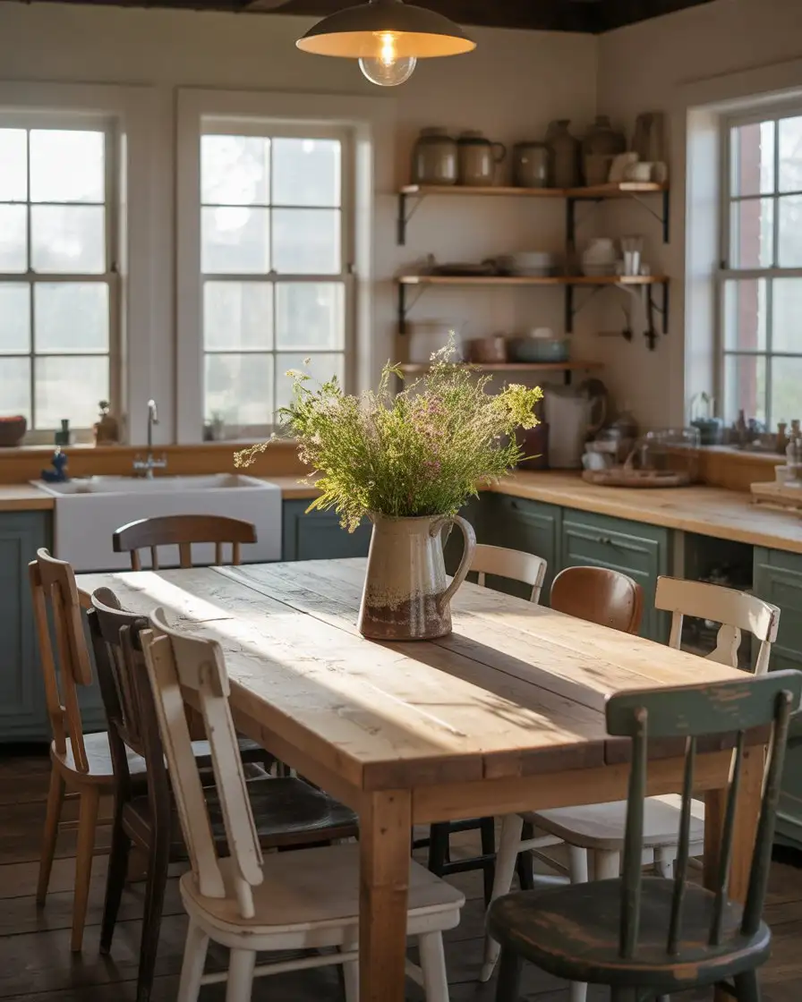 Rustic Farmhouse Table as Kitchen Heart 1