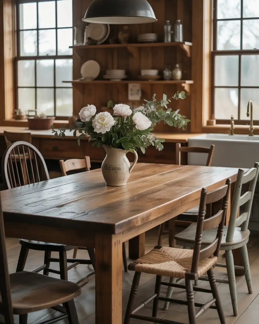 Rustic Farmhouse Table as Kitchen Heart 2