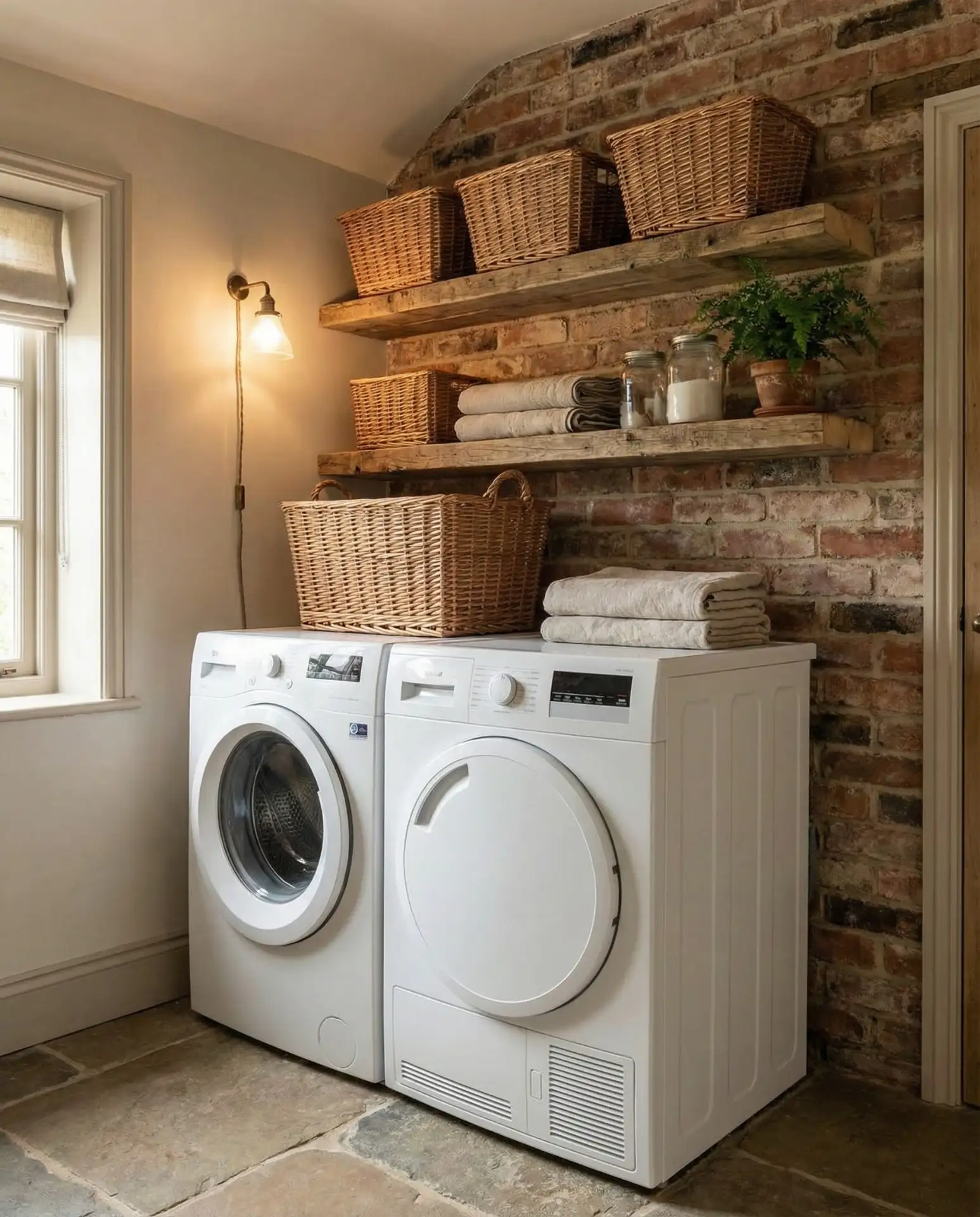Rustic Open Shelving with Baskets 2