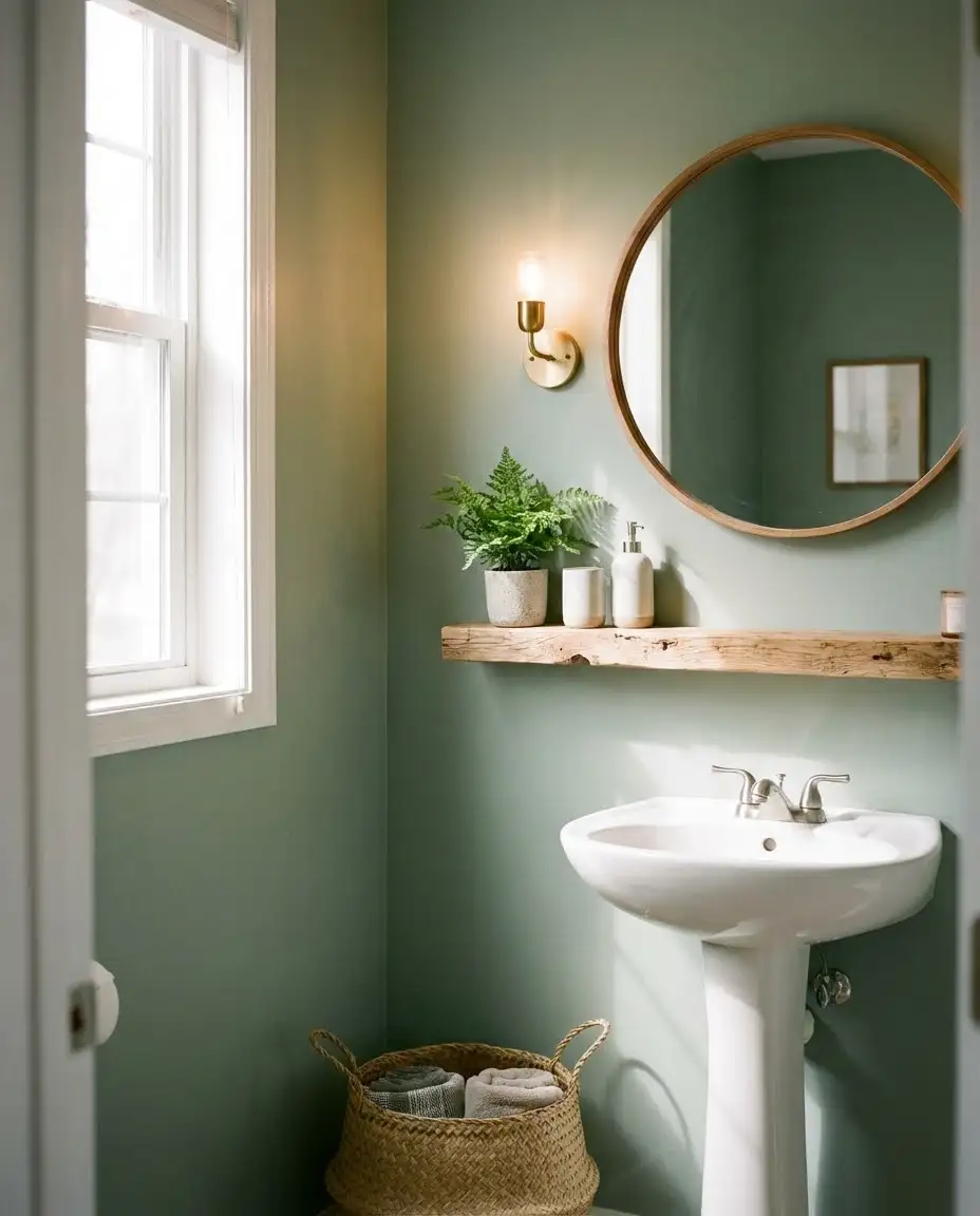 Sage Green Walls with Natural Wood 2