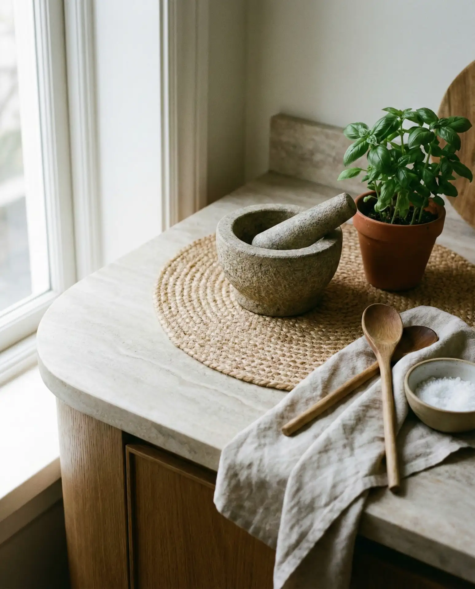 Shaped Countertop with Layered Textures 2