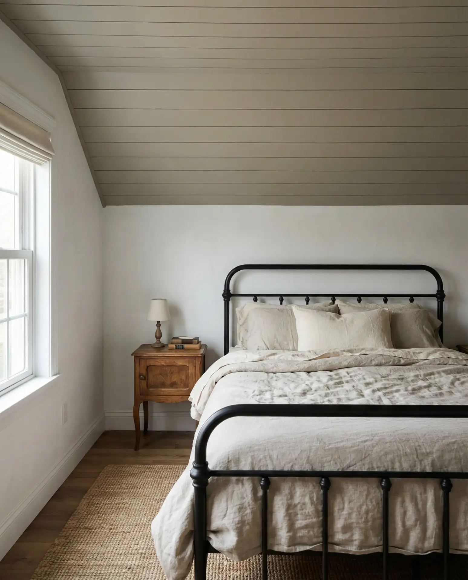 Shiplap Ceilings Painted in Soft Greige 1