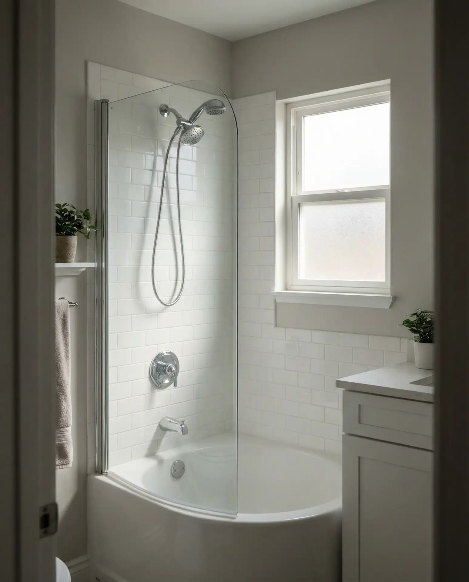 Shower Tub Combo with Curved Glass 2