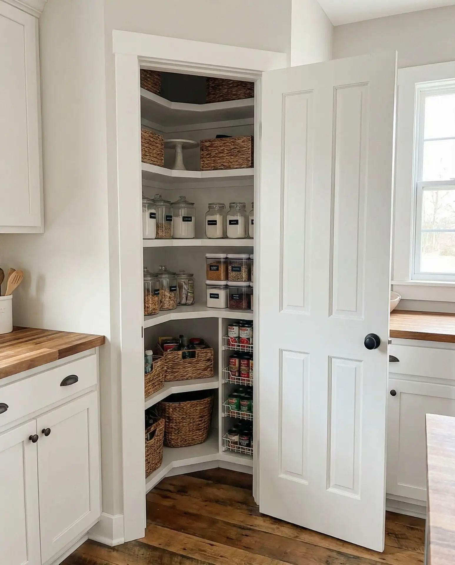 Small Corner Pantry with Diagonal Shelving 2