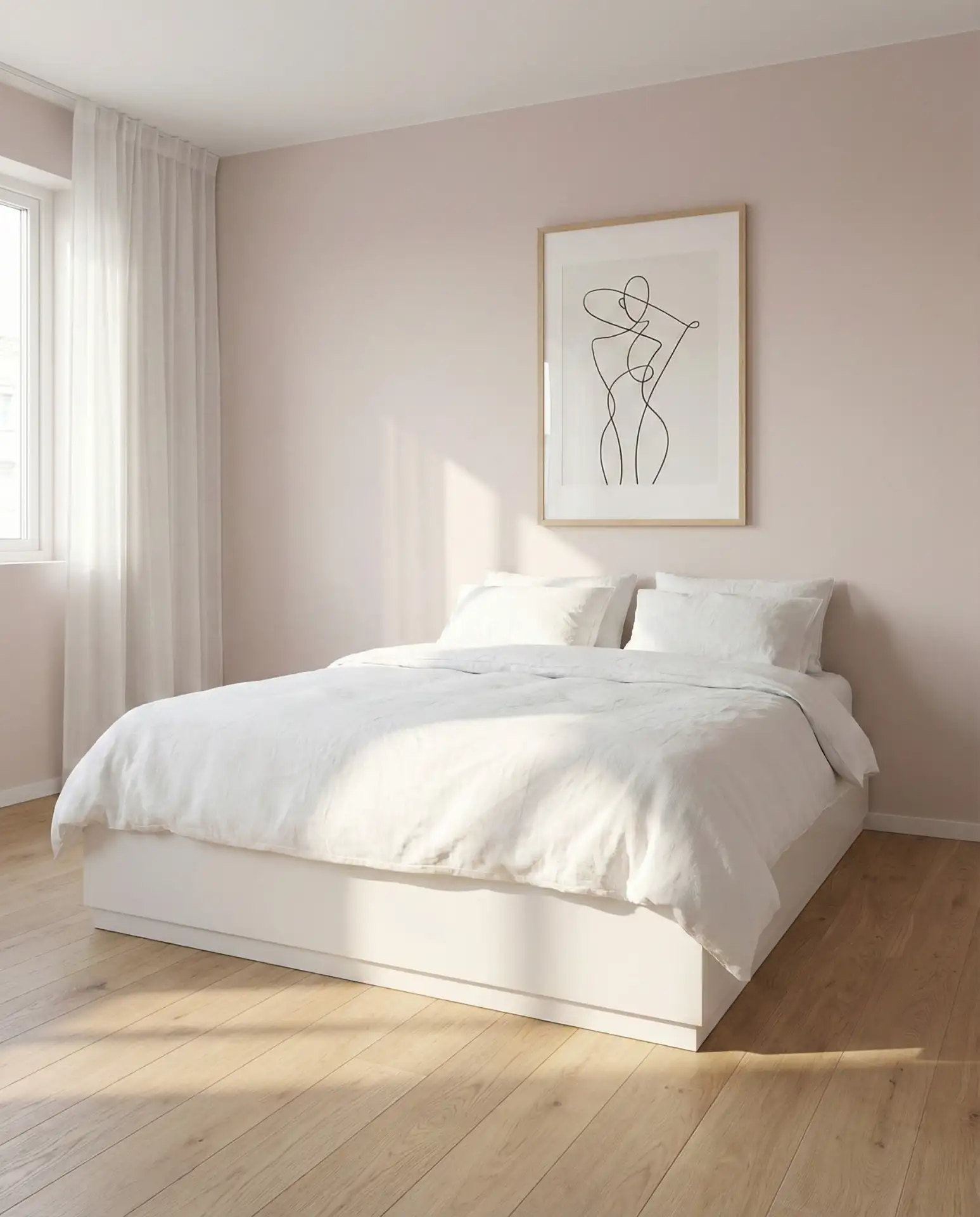Soft Pink and White Minimalist Bedroom 1