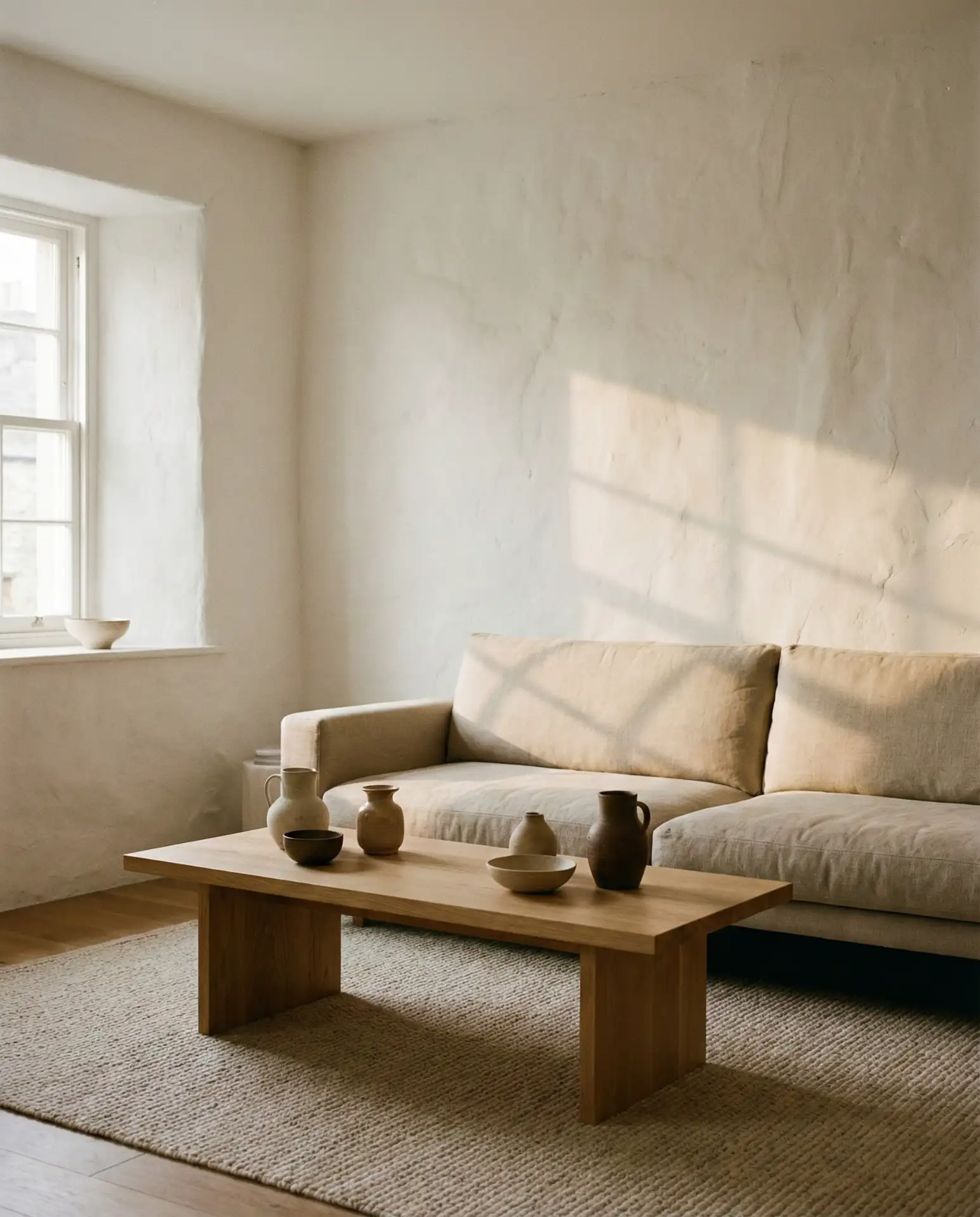 Soft White Walls with Textured Plaster Finish 1