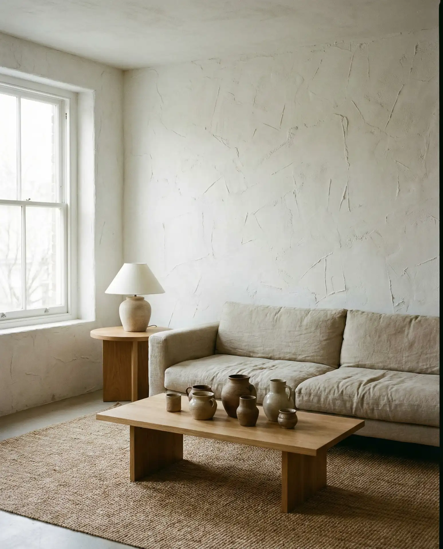 Soft White Walls with Textured Plaster Finish 2