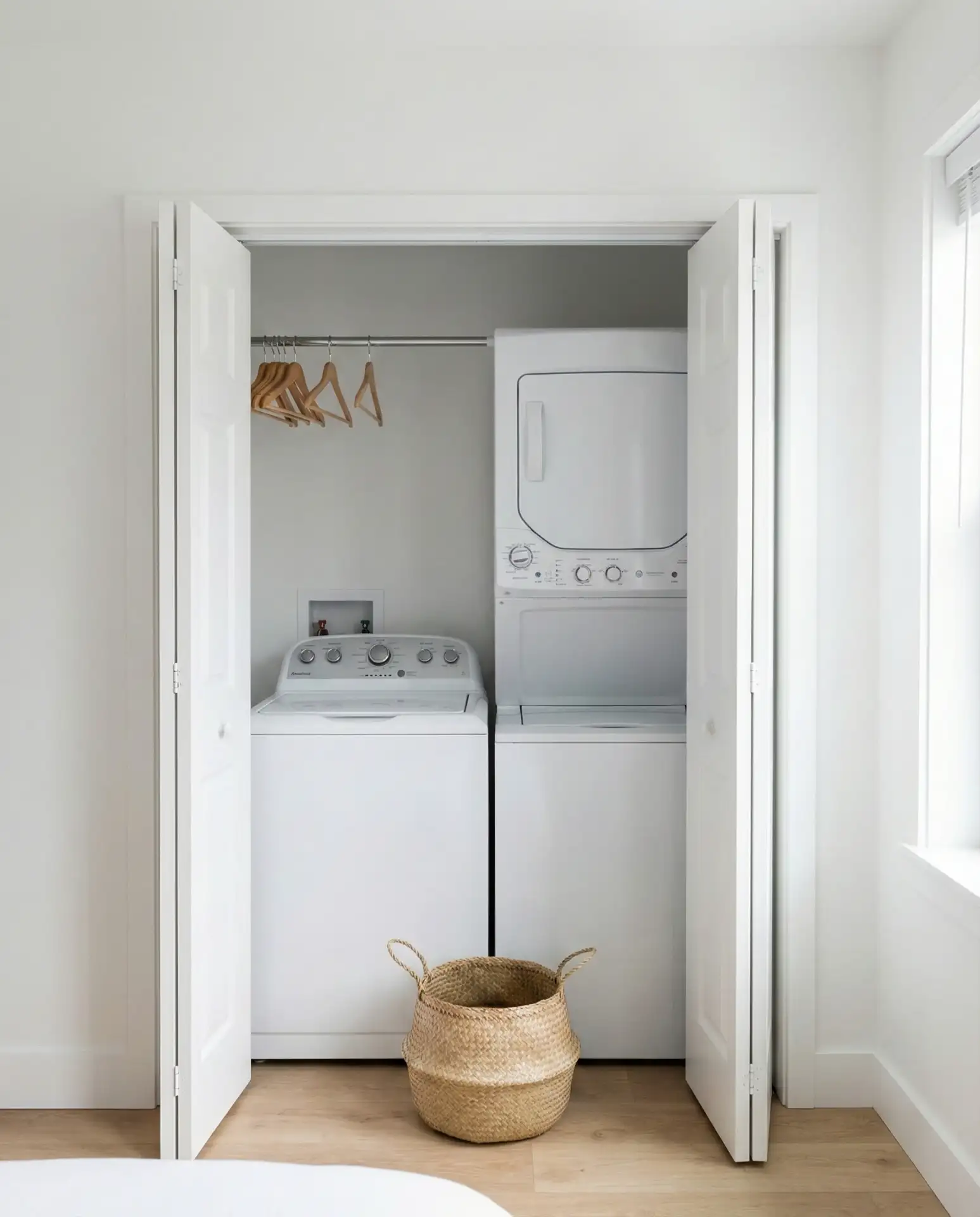 Stacked Washer Dryer in a Closet 1