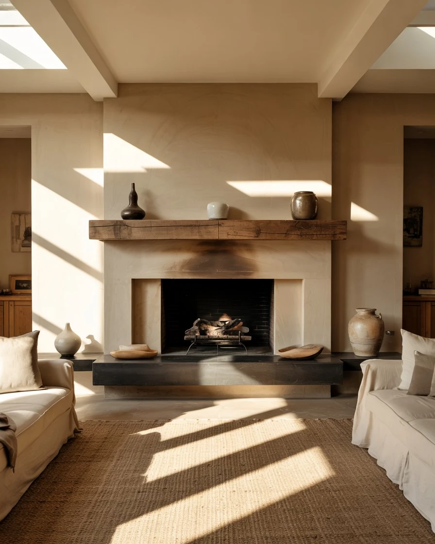 Statement Fireplace with Sculptural Surround 1