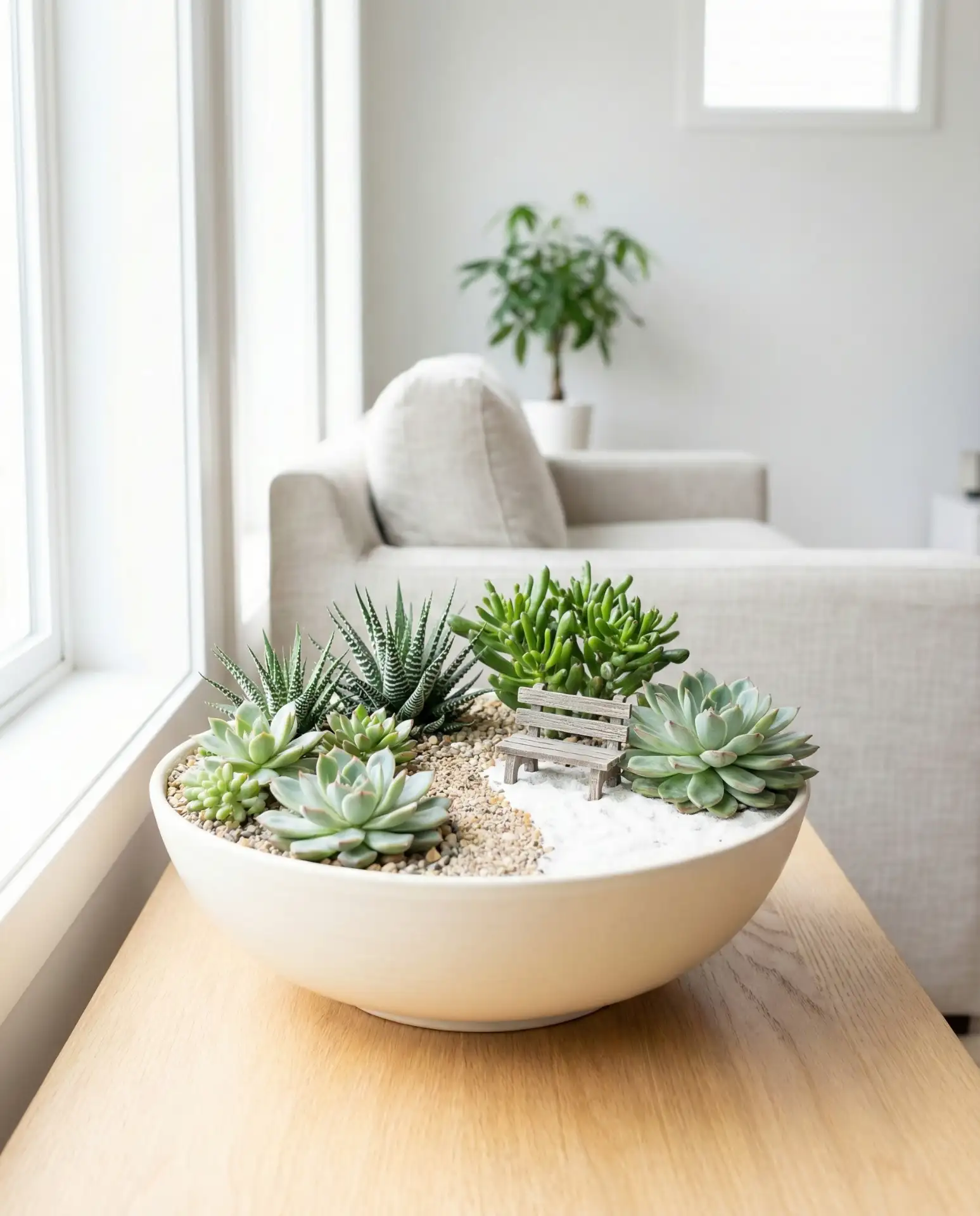 Succulent Fairy Garden in a Shallow Bowl 2