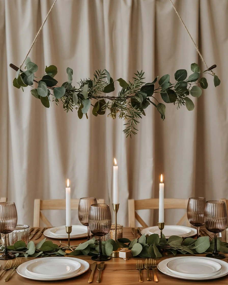 Suspended Greenery Garland Above Head Table 1