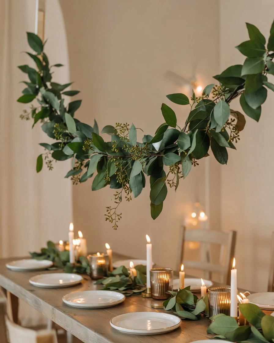 Suspended Greenery Garland Above Head Table 2