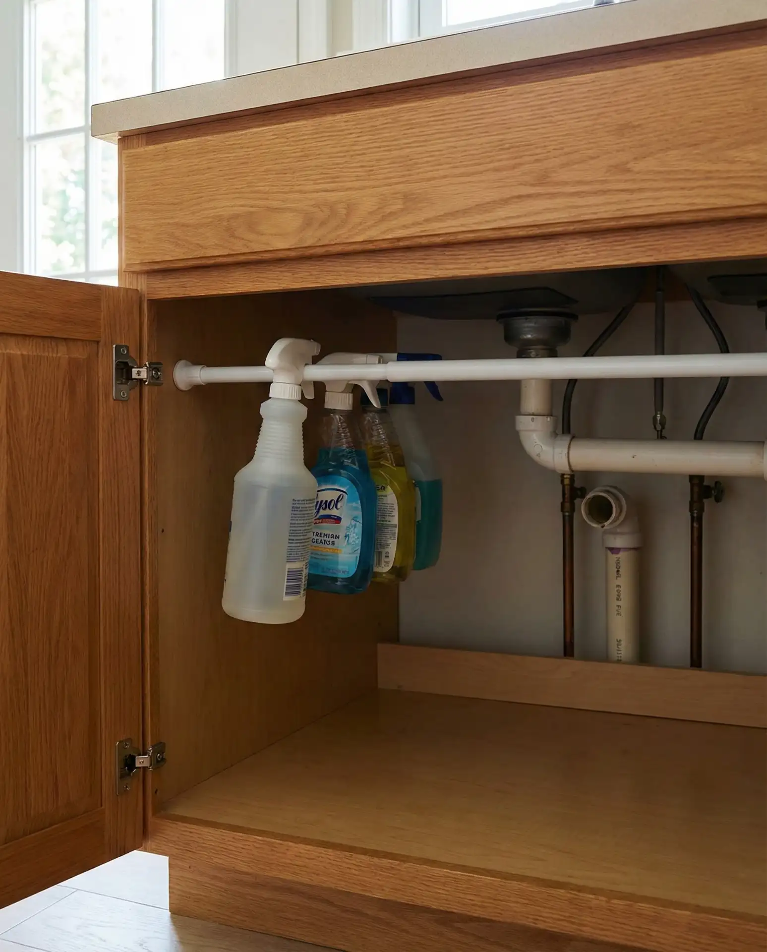 Tension Rod Under Sink for Spray Bottles 1