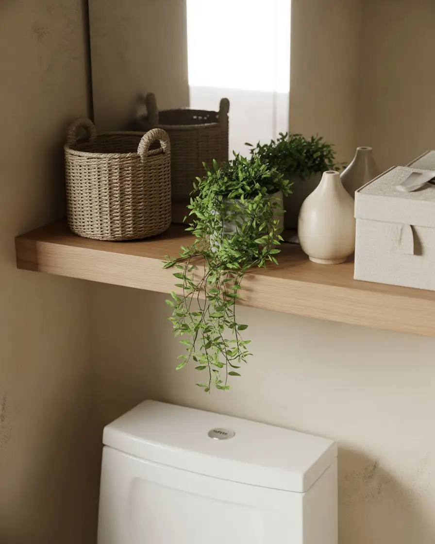 Toilet Aesthetic Shelving with Textured Elements 2